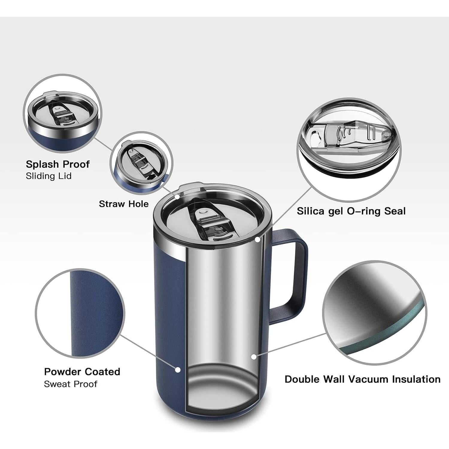 Taza de Café Aislada KXIAOCHEN 20oz Acero Inoxidable 2Pack