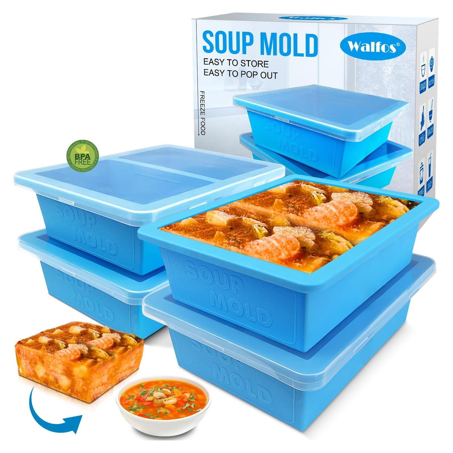 Bandeja de Silicona Walfos para Congelar 4 Pcs - 2x2 Tazas