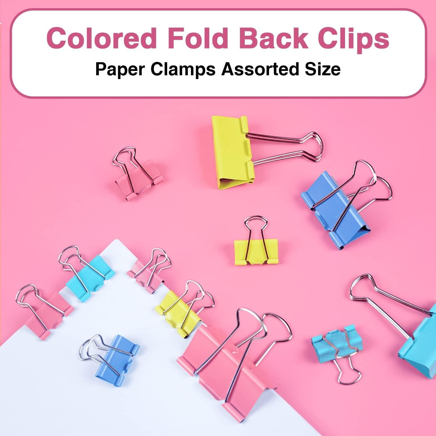 Clips de carpeta coloridos XILILAI 100pcs variados 4 tamaños