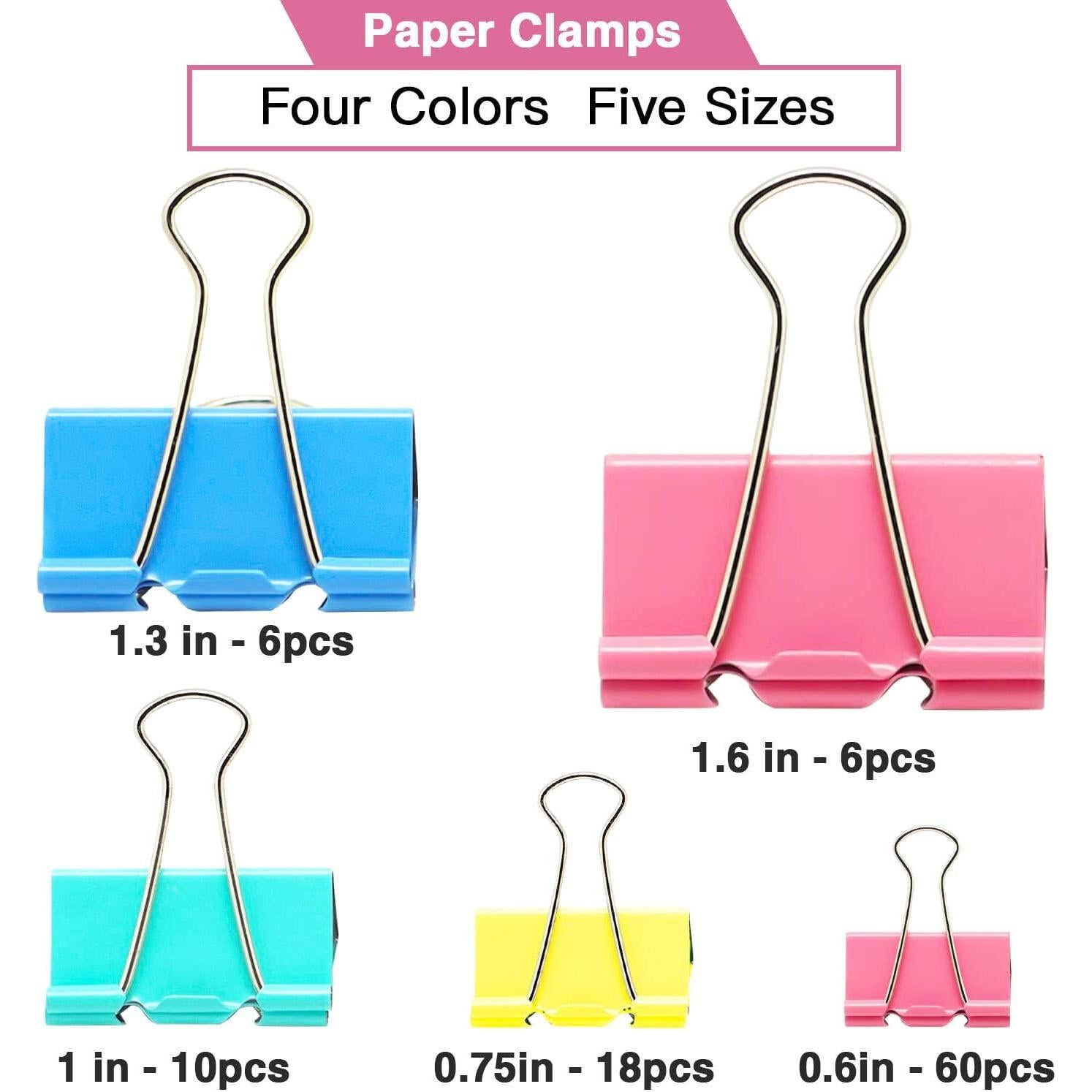 Clips de carpeta coloridos XILILAI 100pcs variados 4 tamaños