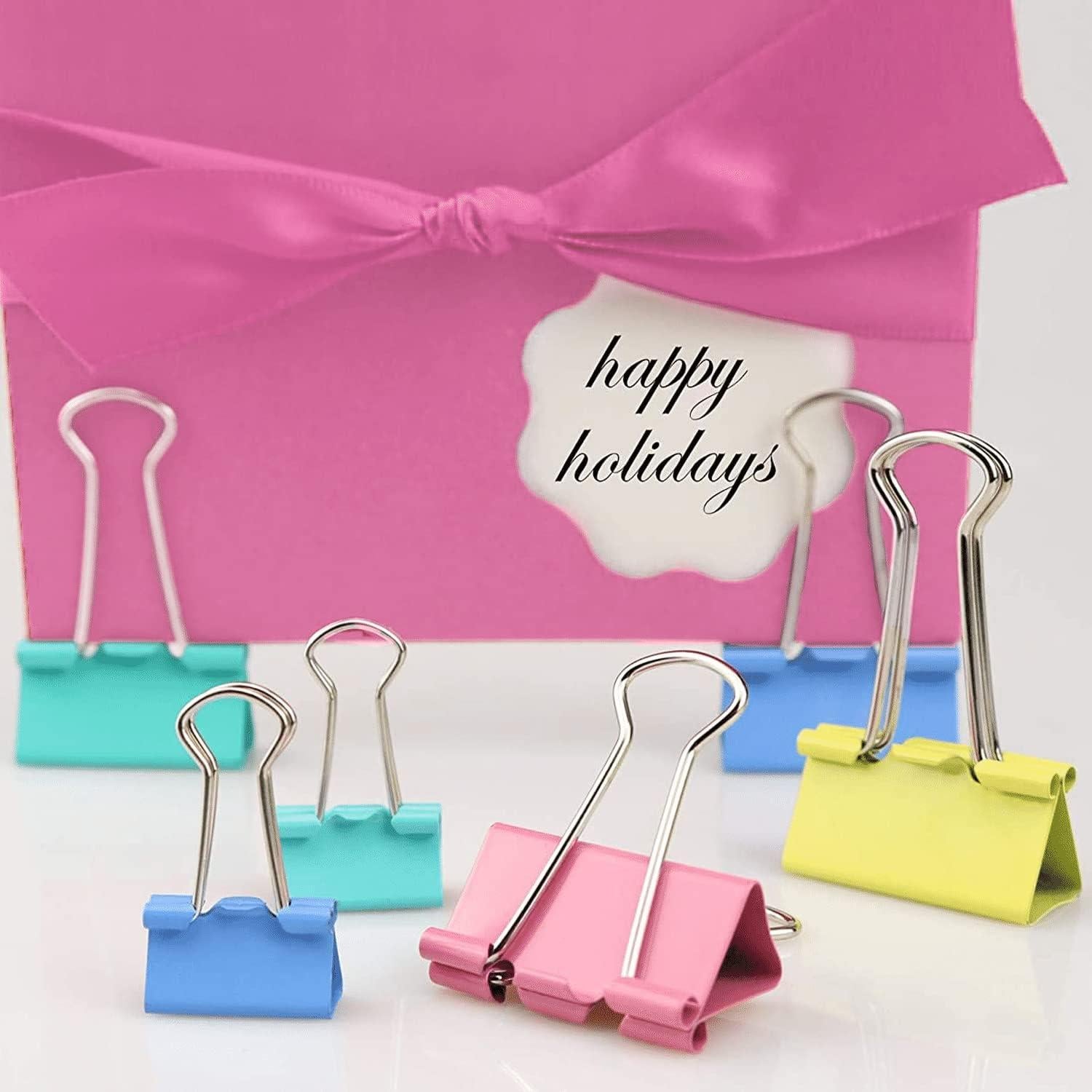 Clips de carpeta coloridos XILILAI 100pcs variados 4 tamaños