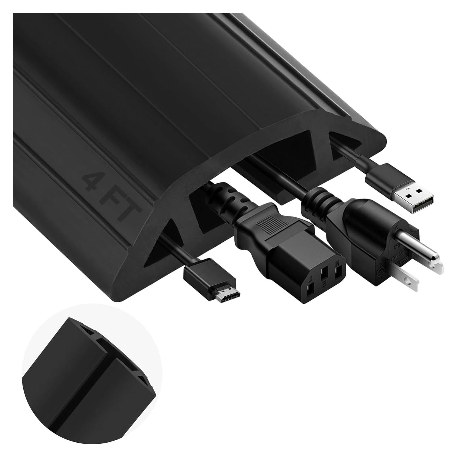 Cubierta de Cable de Suelo MYFAMIREA 1.22m PVC Negro 3 Canales