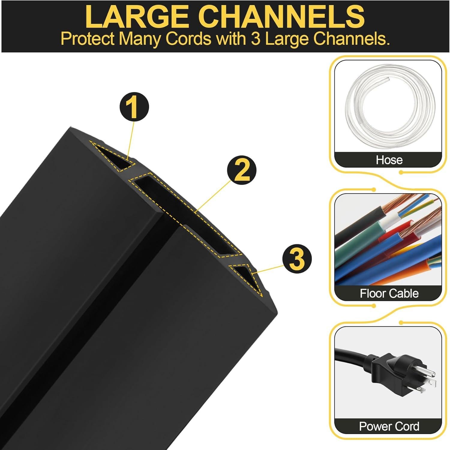 Cubierta de Cable de Suelo MYFAMIREA 1.22m PVC Negro 3 Canales