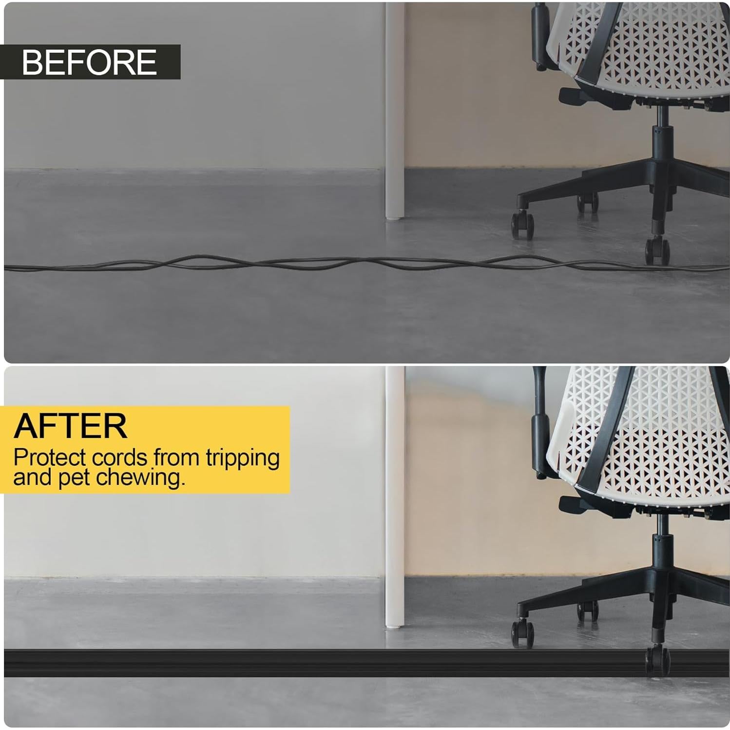 Cubierta de Cable de Suelo MYFAMIREA 1.22m PVC Negro 3 Canales