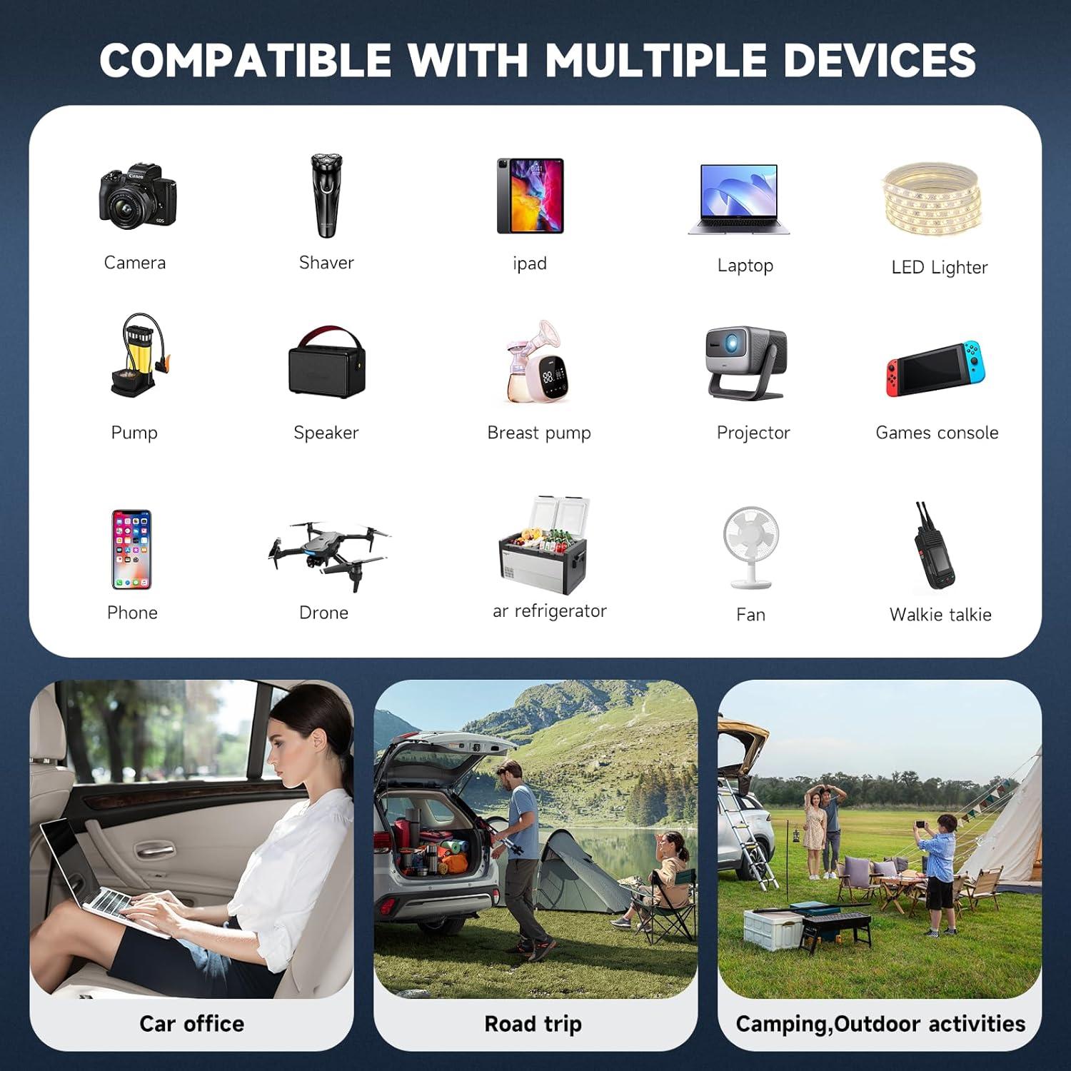 Inversor de Potencia 400W FSATBTNE con 2 Salidas AC y USB