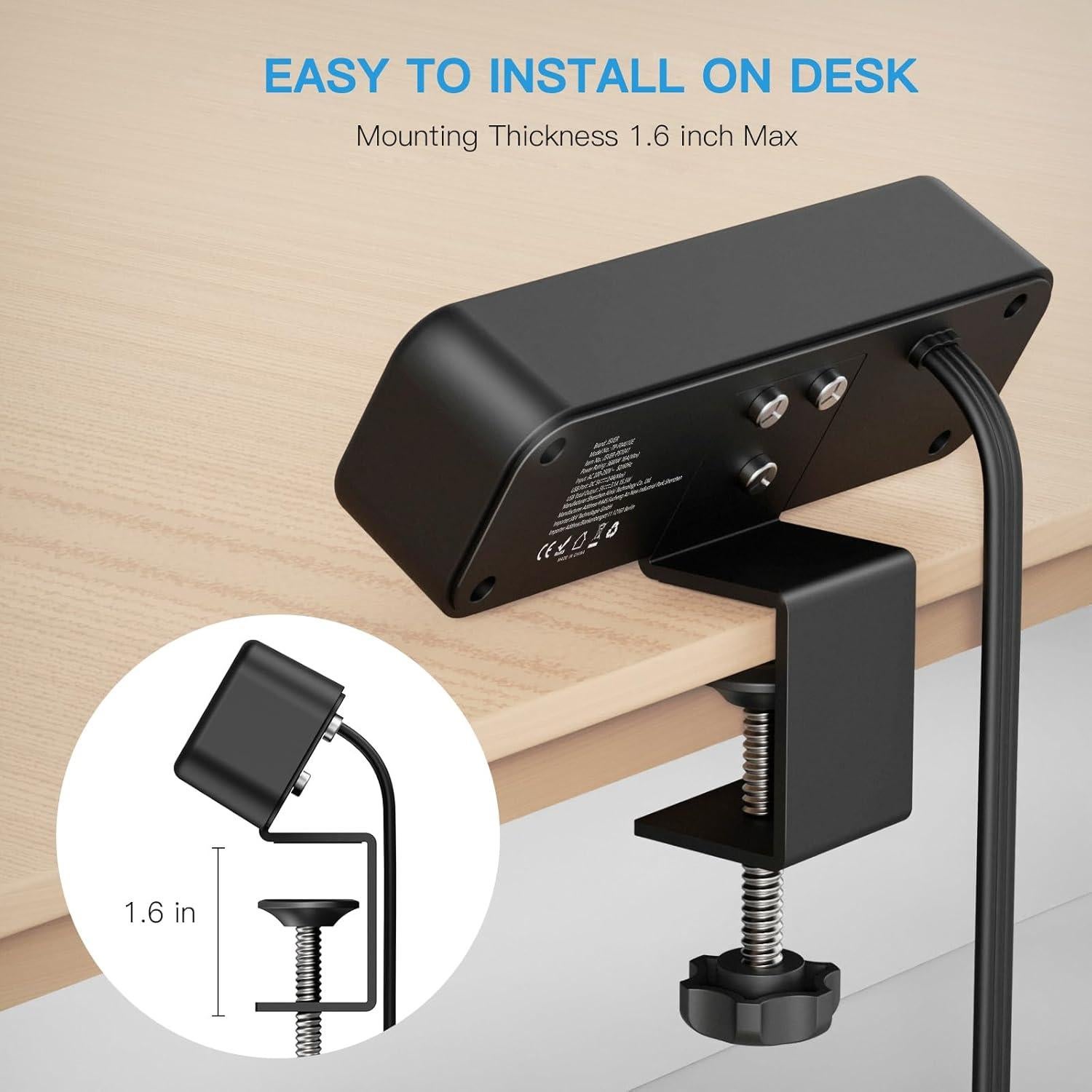 Regleta de Alimentación de Escritorio PAEWOK con USB-C 3 Tomas