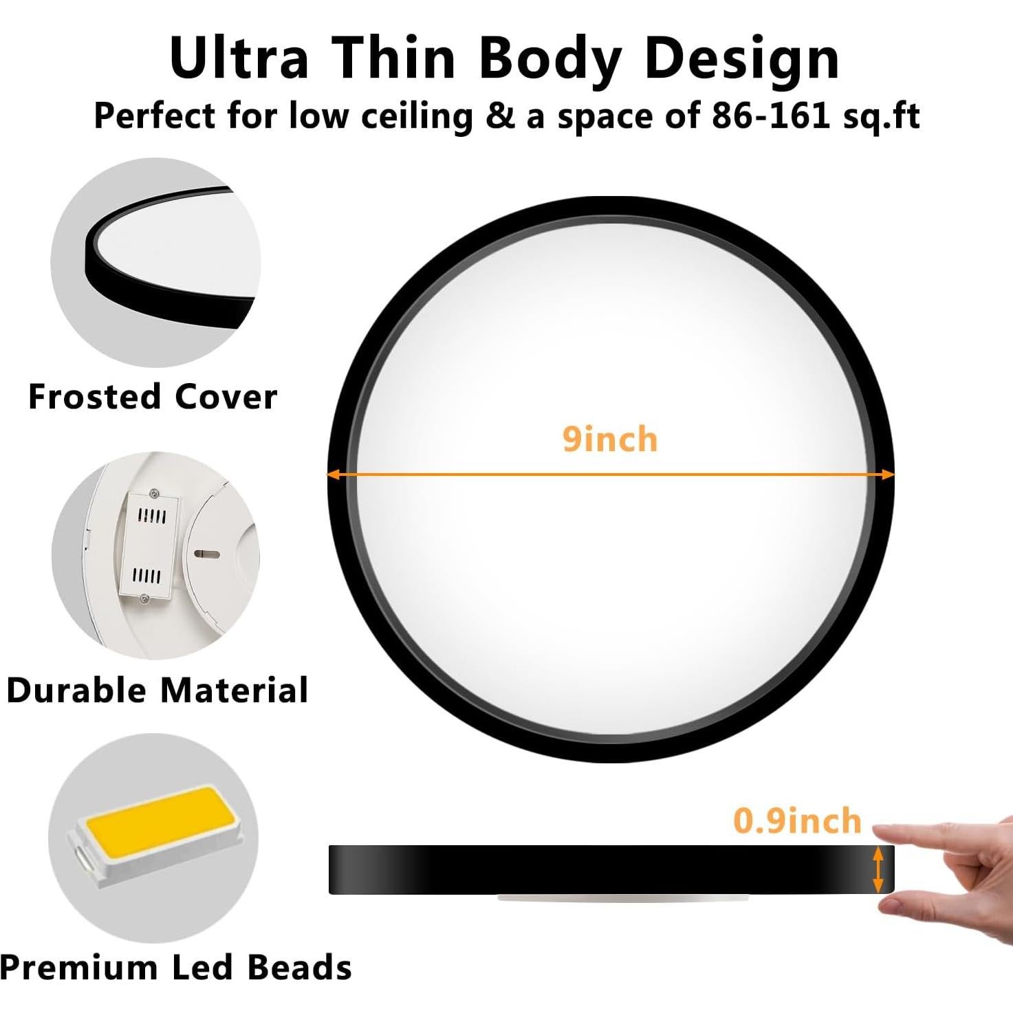 Luz de Techo LED 18W 5000K Negra 23cm CHARYJOD