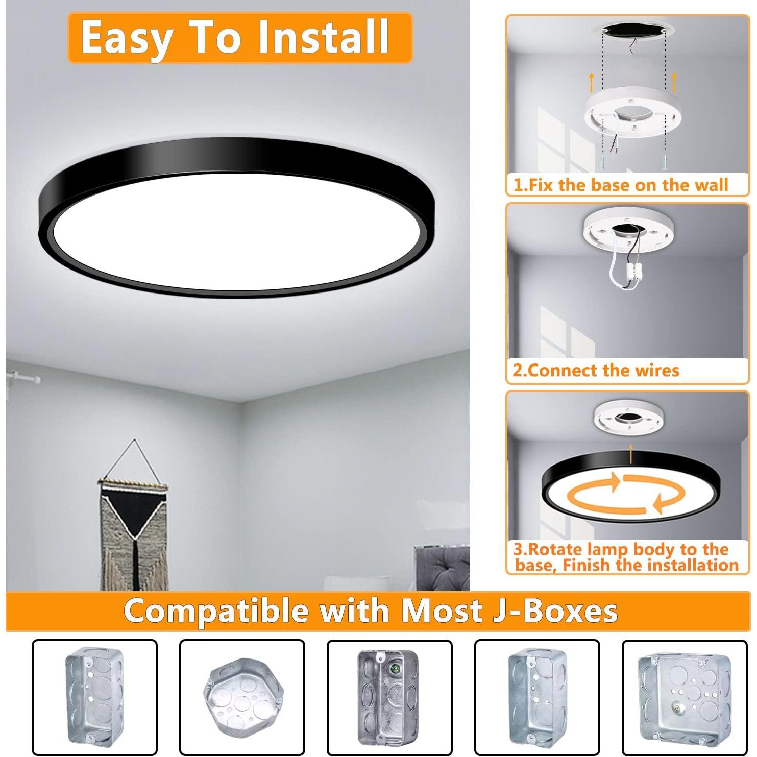 Luz de Techo LED 18W 5000K Negra 23cm CHARYJOD