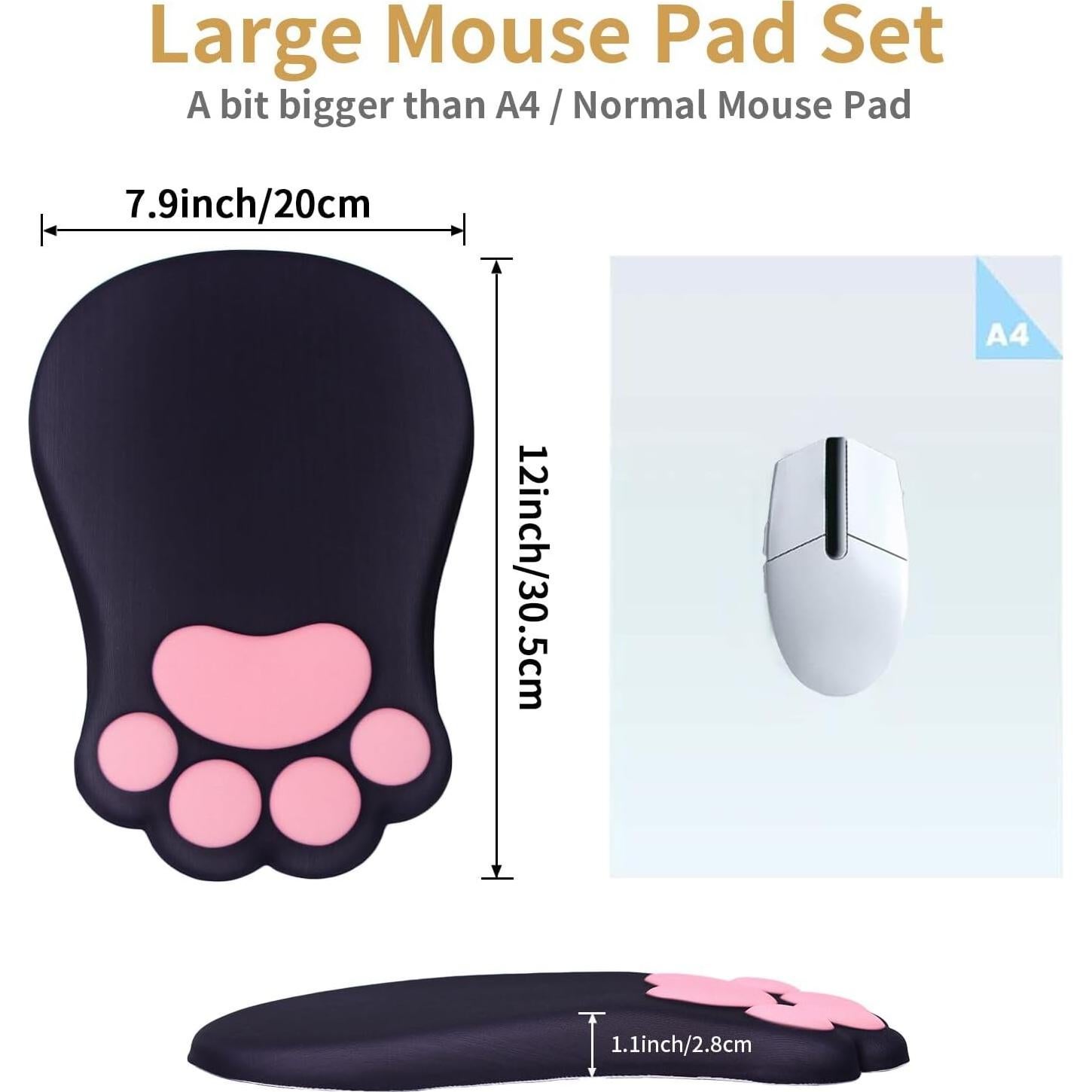 Alfombrilla de Ratón Ergonómica L-SPOUTTO con Reposamuñecas Negra