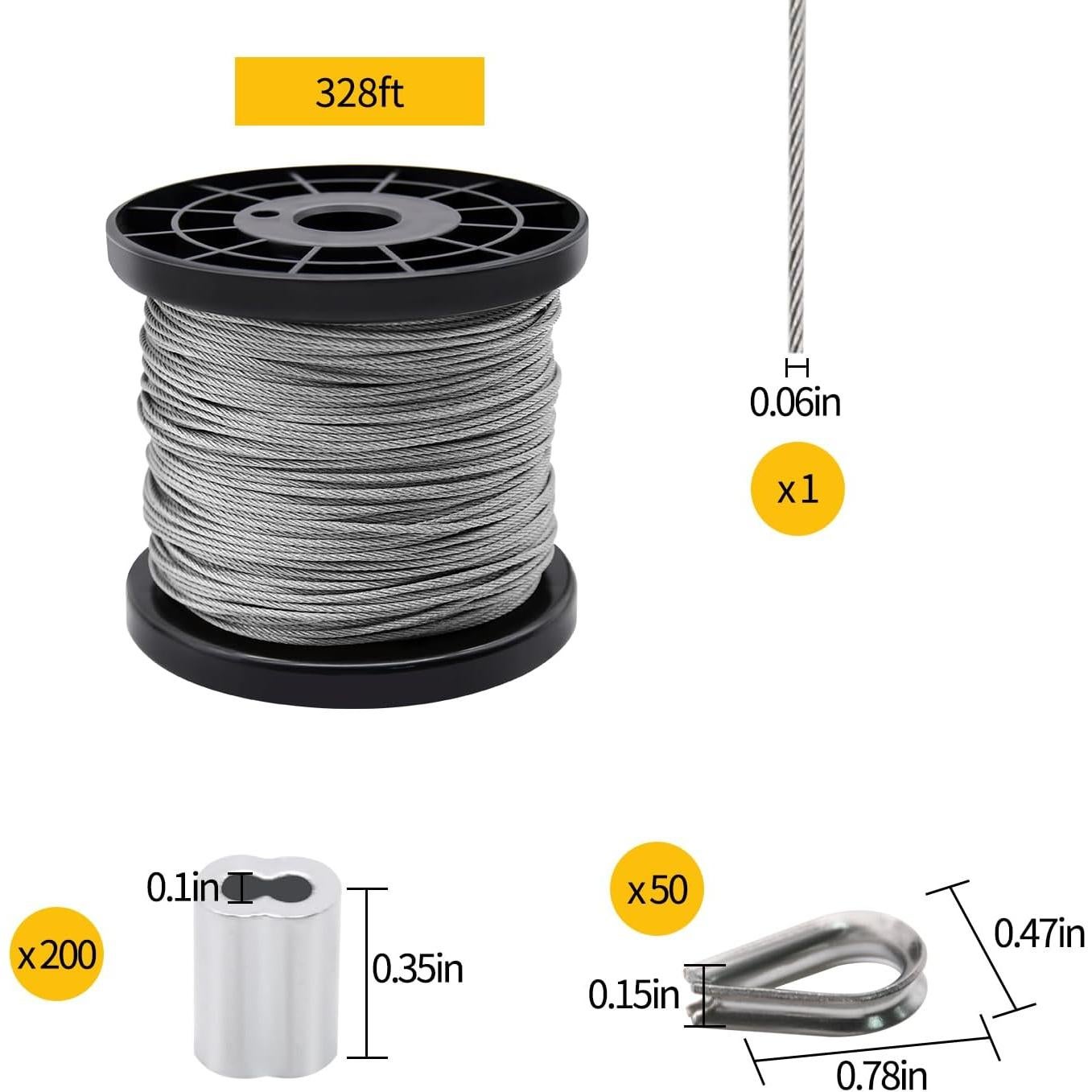 Kit de Cable de Alambre 100m Acero Inoxidable FGBNM