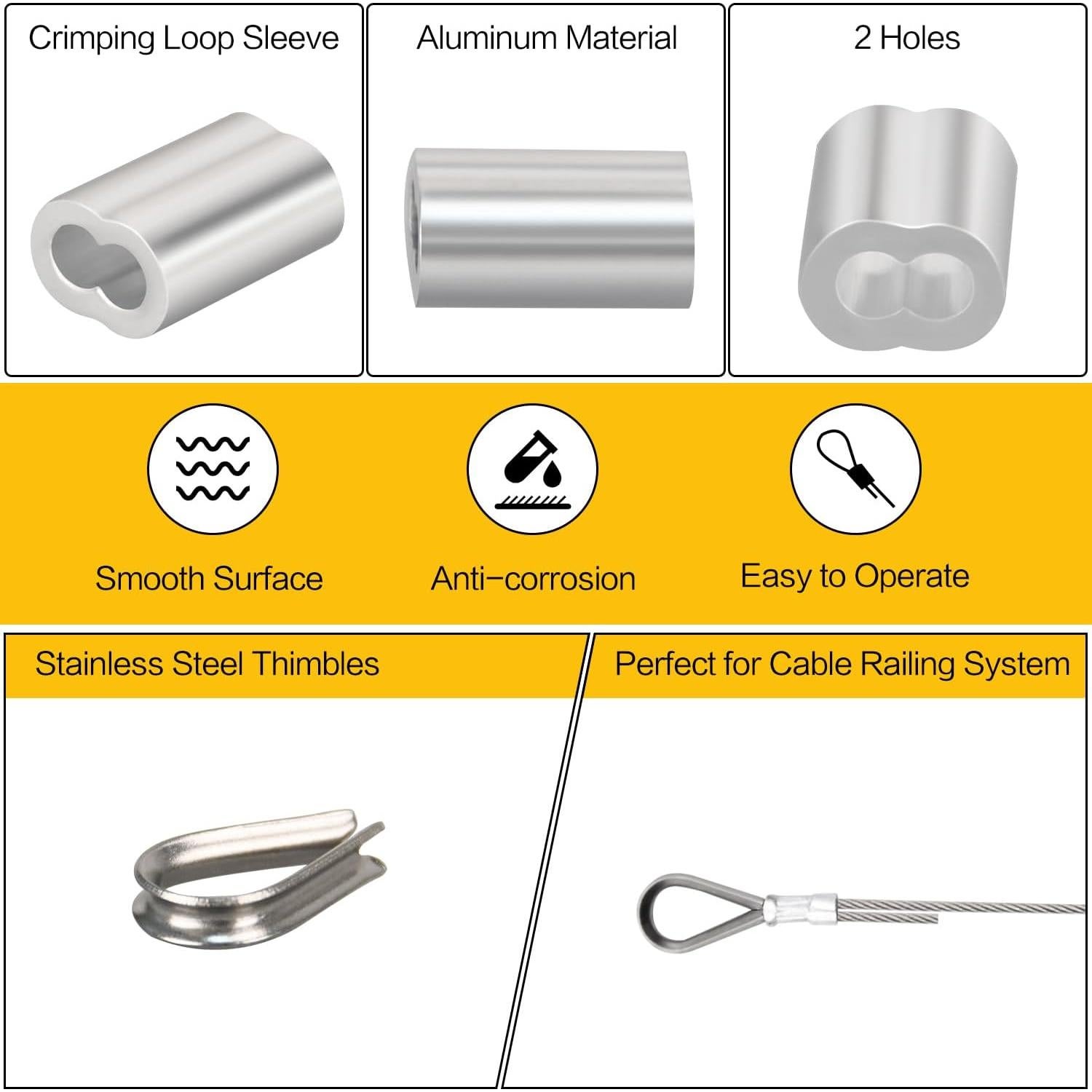Kit de Cable de Alambre 100m Acero Inoxidable FGBNM