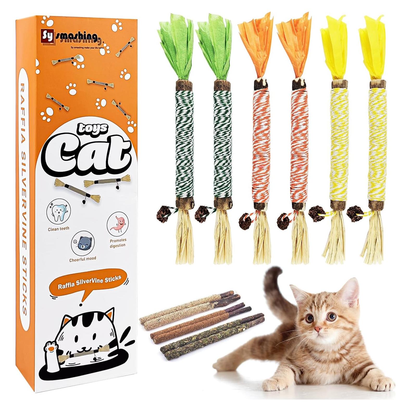 12 Juguetes de Masticar para Gatos Sysmashing - Silvervine Natural
