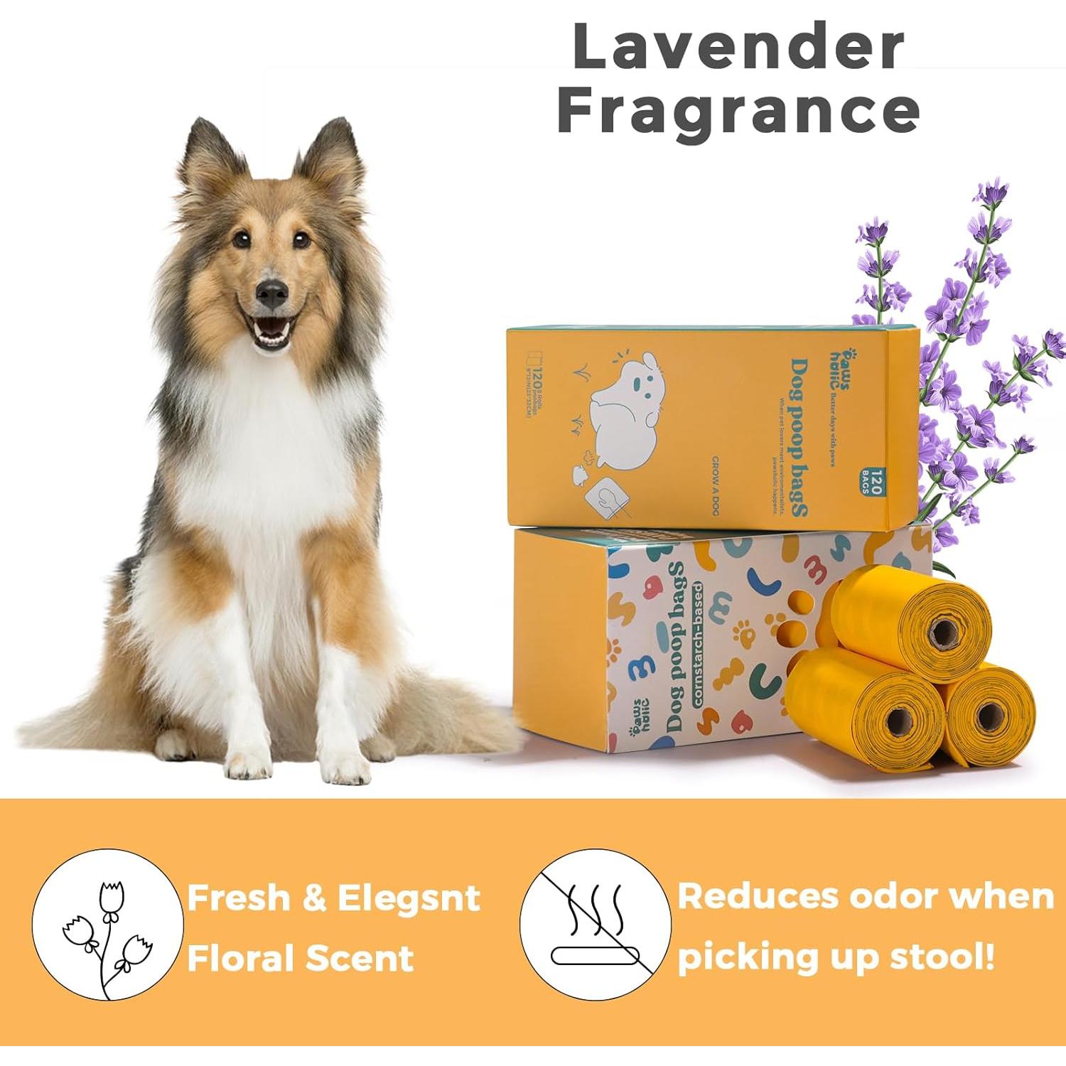 Bolsas para Excremento de Perro PAWSHOLIC 120 Unidades Lavanda