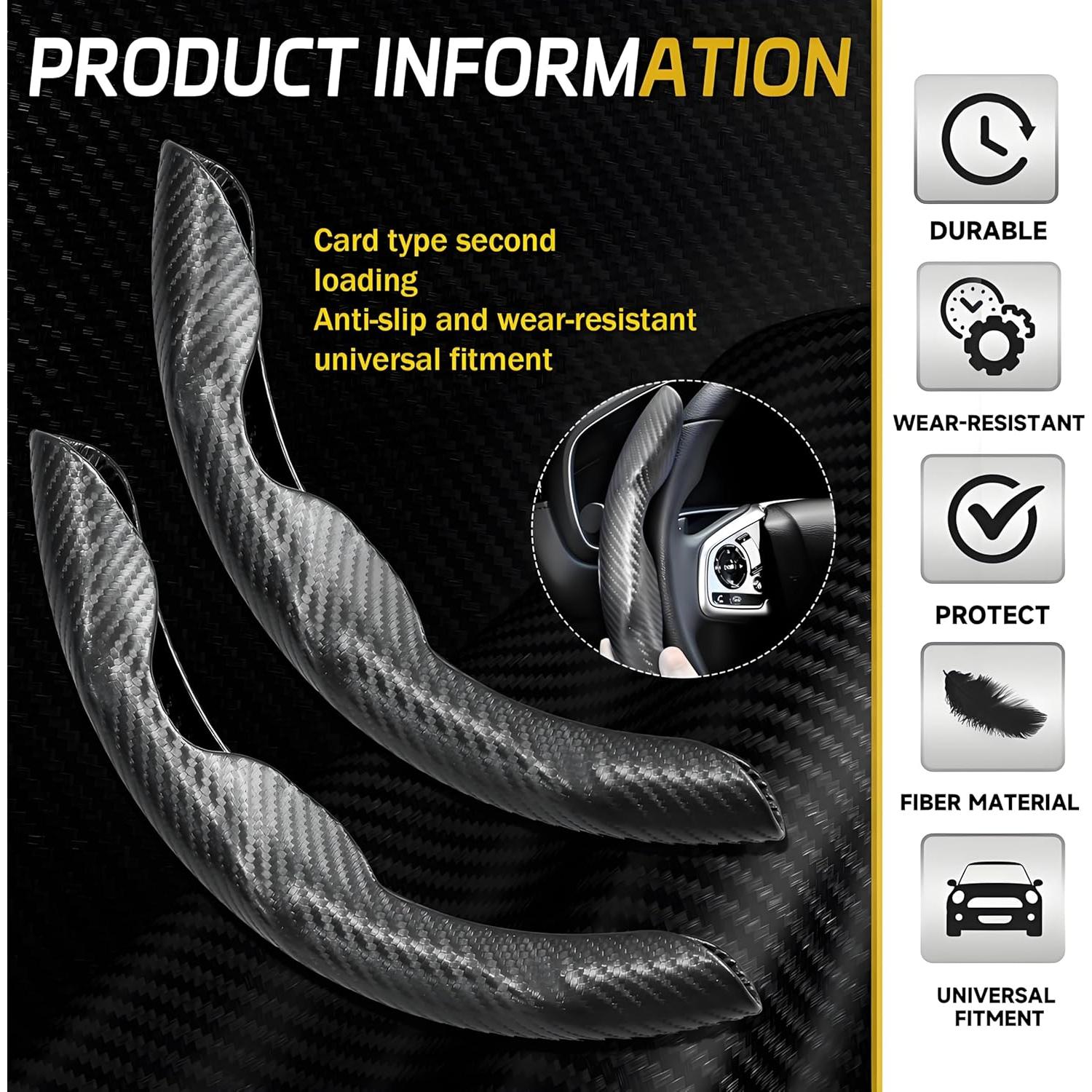Cubierta de Volante de Carbono AIUSLN 2 Piezas Antideslizante