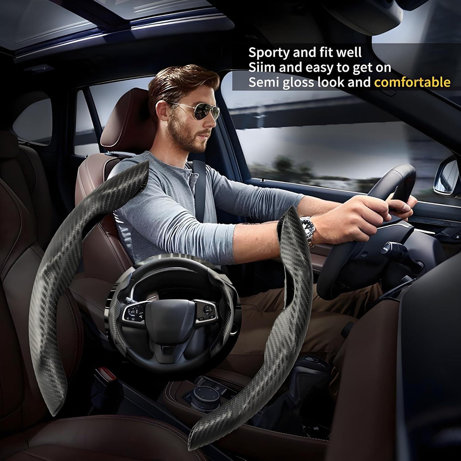 Cubierta de Volante de Carbono AIUSLN 2 Piezas Antideslizante