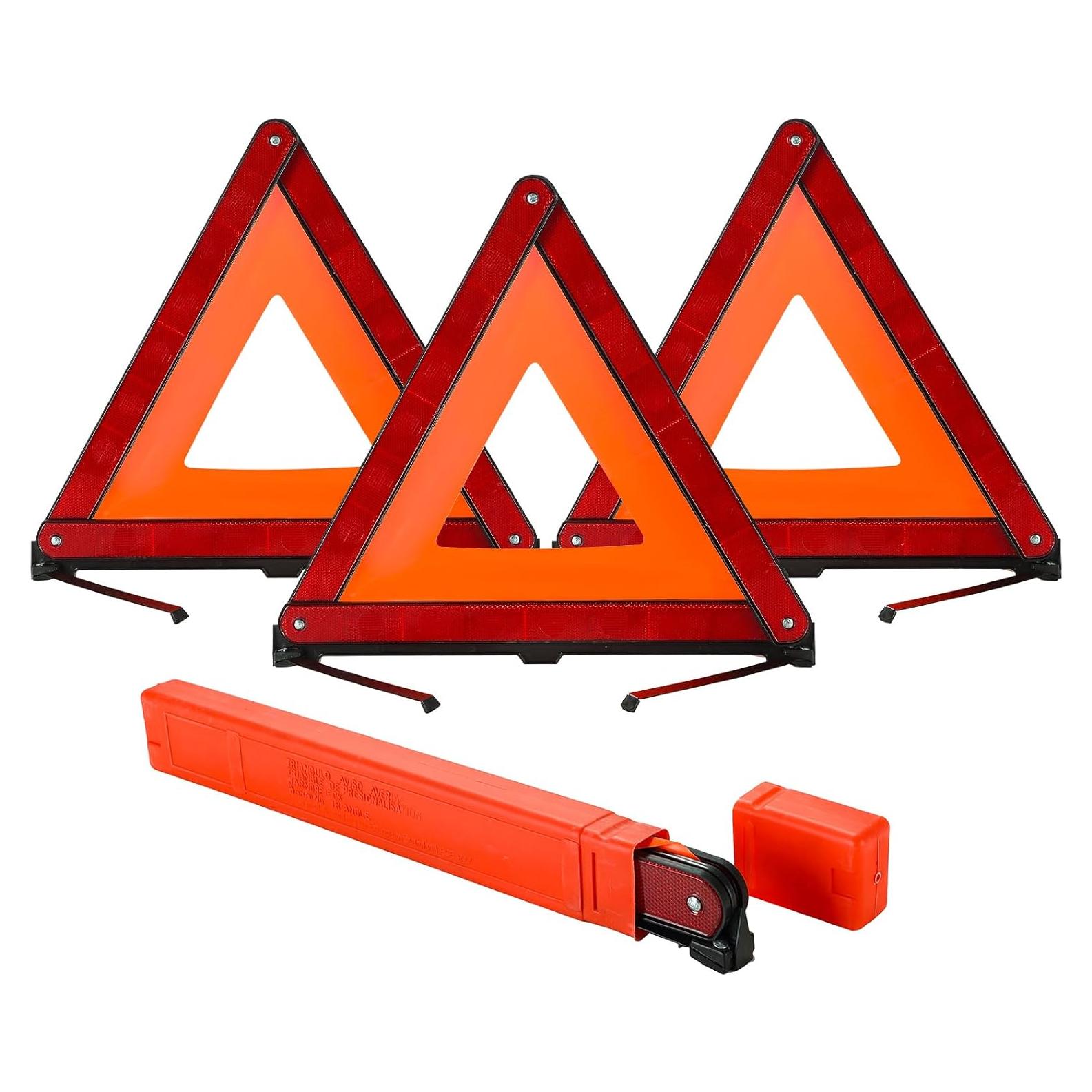 Warning Triangle Kit, Reflective Warning Road Safety Triangle Kit, Foldable Safety Triangle Kit Road Emergency Warning Reflector (3 Pack)