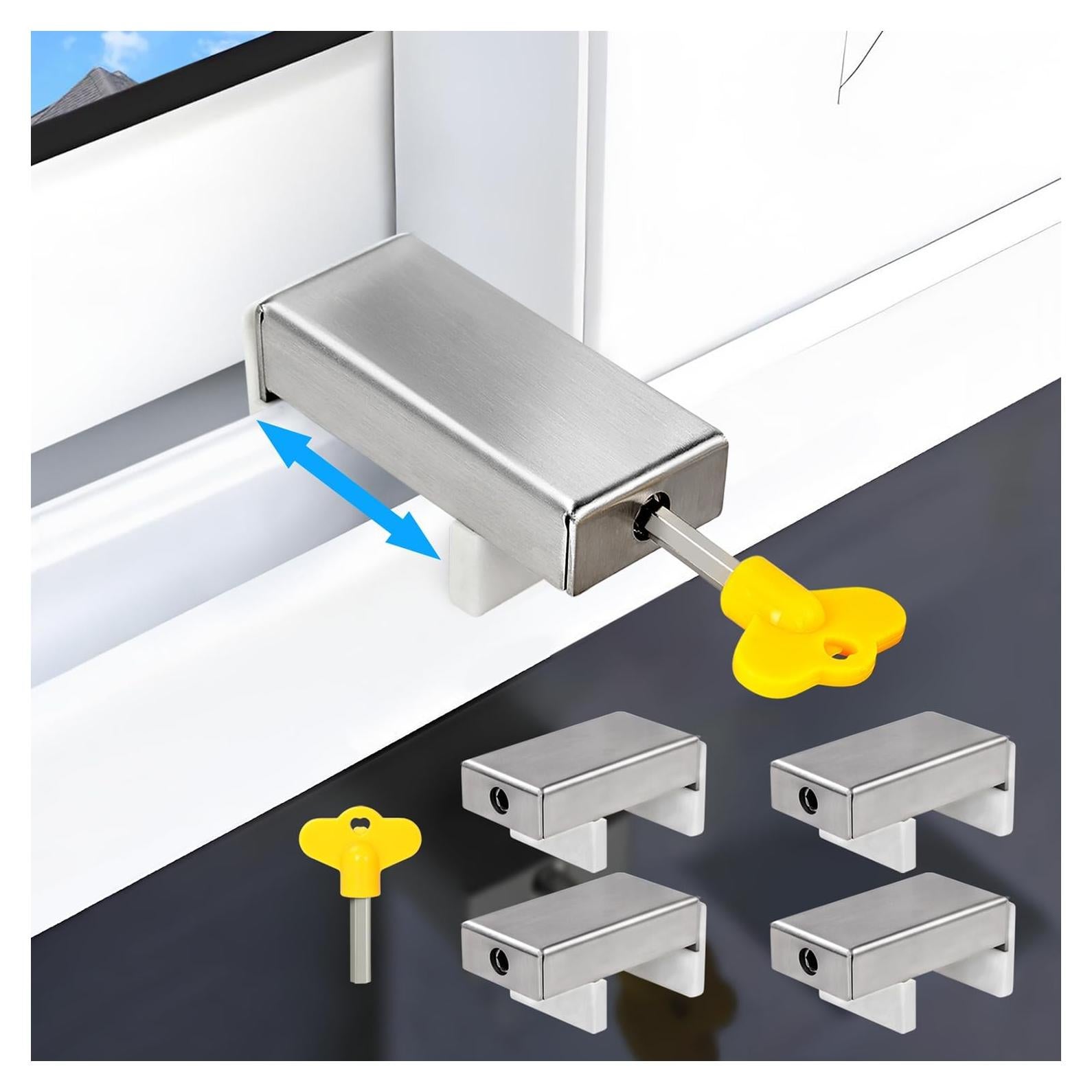 Cerraduras de Ventana Deslizante Acero Inoxidable 4 Pcs