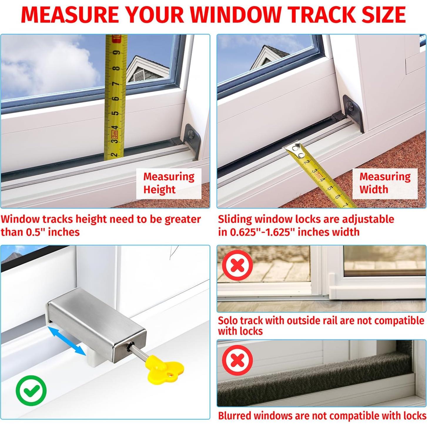 Cerraduras de Ventana Deslizante Acero Inoxidable 4 Pcs