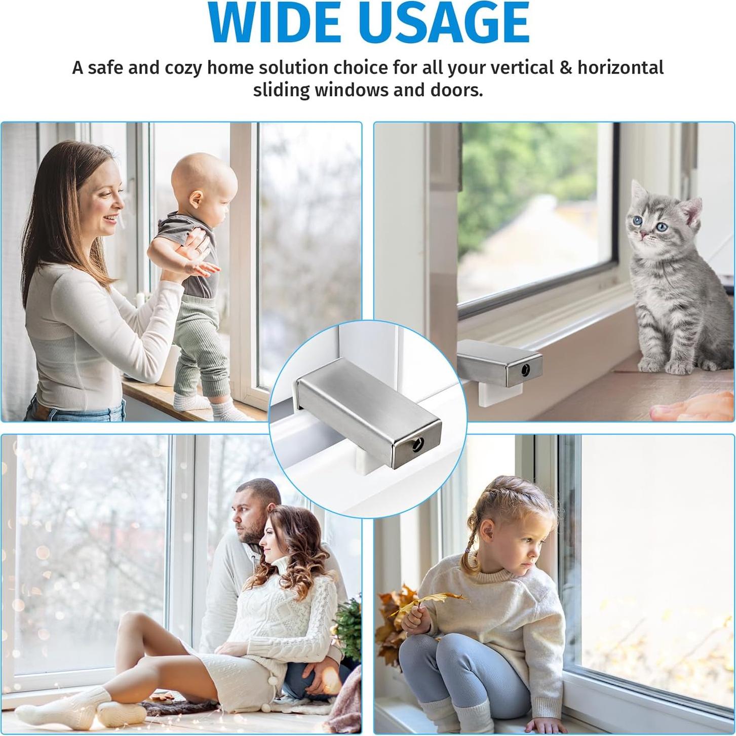 Cerraduras de Ventana Deslizante Acero Inoxidable 4 Pcs