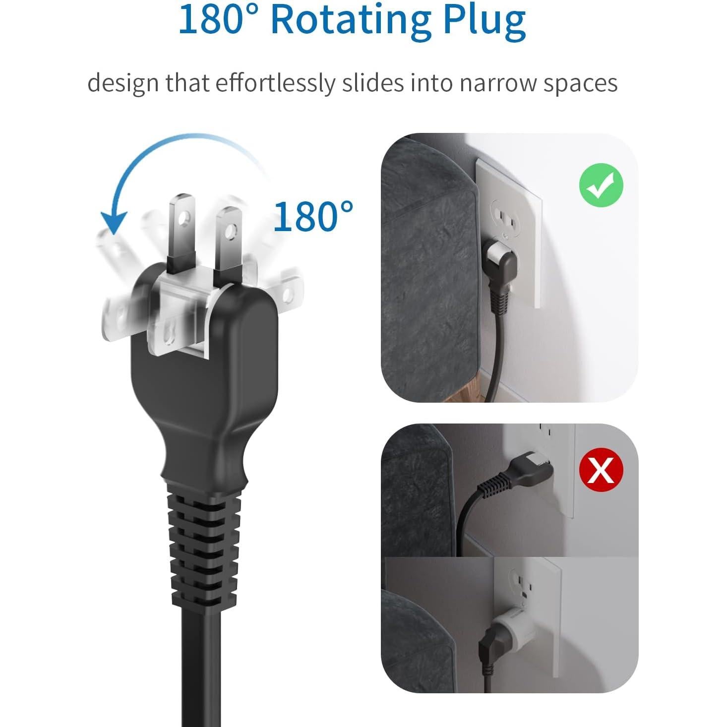 Regleta de Extensión NTONPOWER 2 Clavijas a 6 Salidas y USB 3m