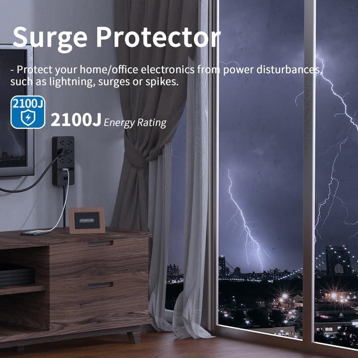 Regleta de Extensión NTONPOWER 2 Clavijas a 6 Salidas y USB 3m