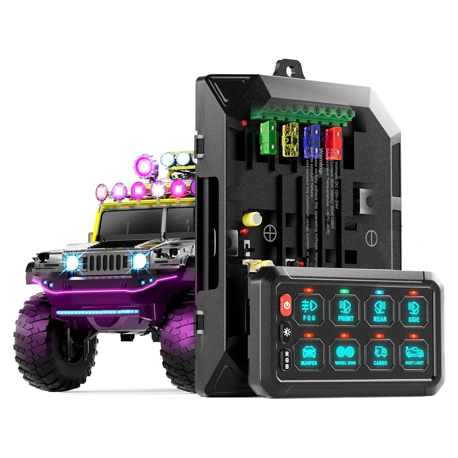 Panel de Interruptores BeasTrek 8 Gang LED 12-24V Impermeable