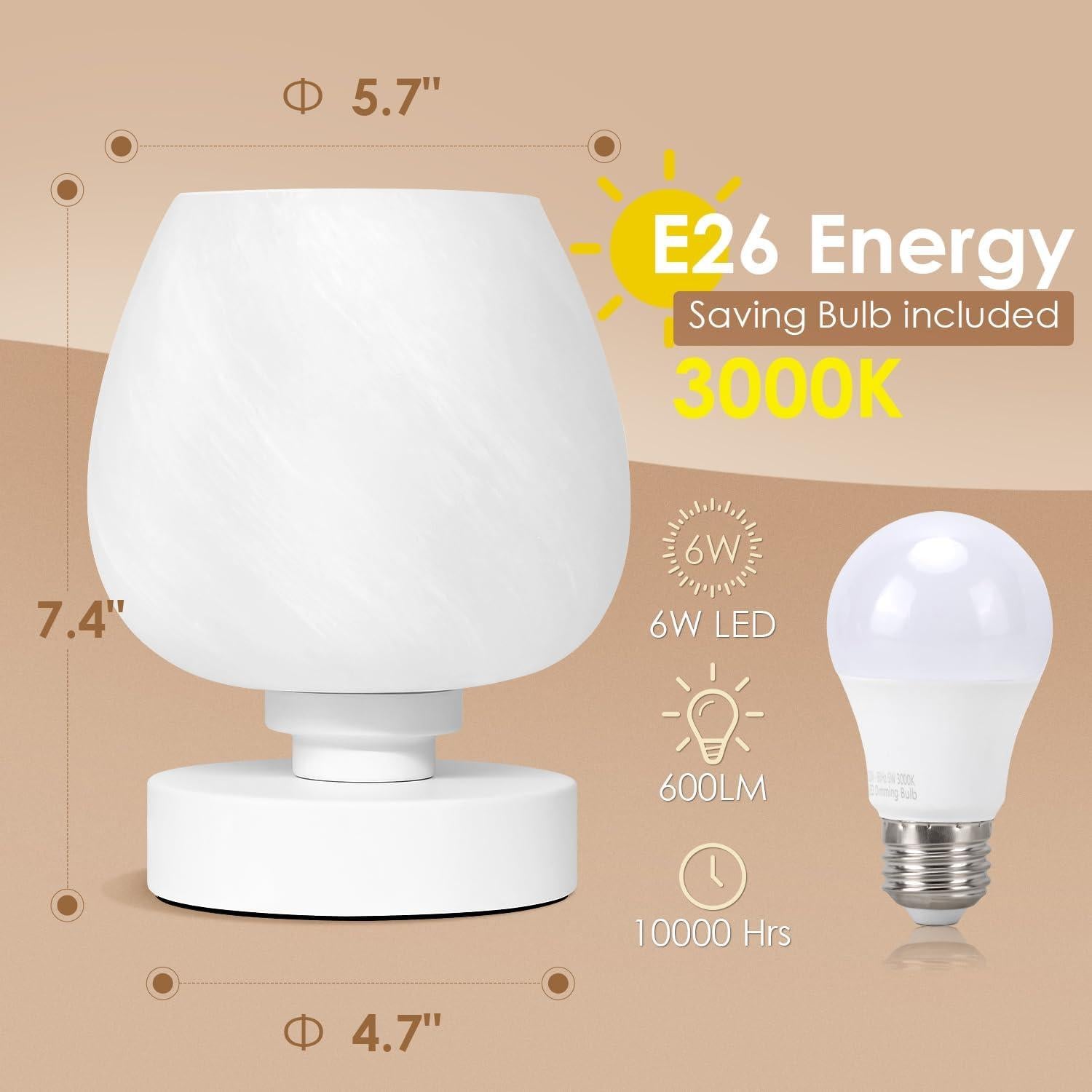 Lámpara de Mesa Táctil Soilsiu GL-002 Regulable 3 Niveles