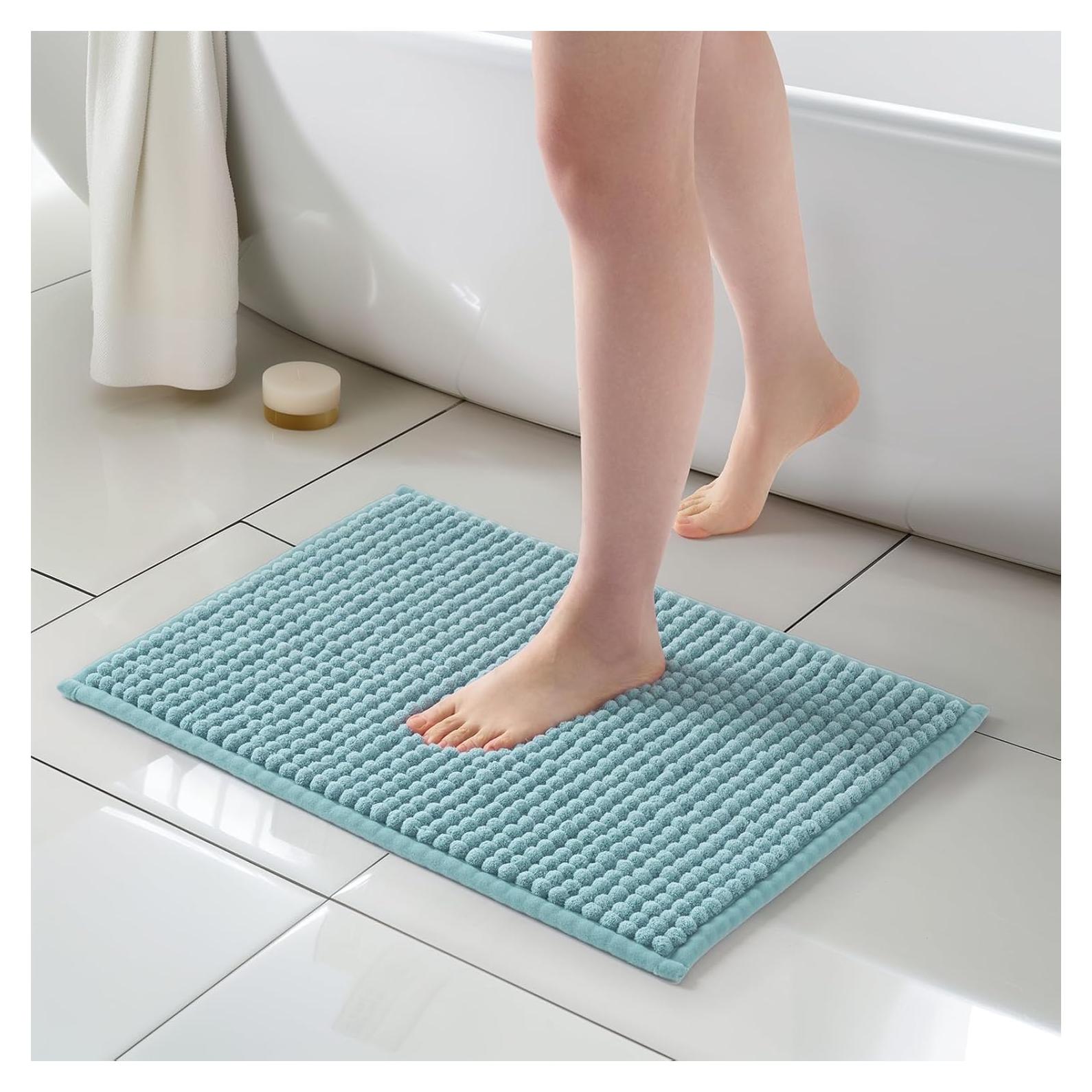Alfombrilla de Baño Antideslizante FRESHMINT Chenille 61x43cm Azul Aqua