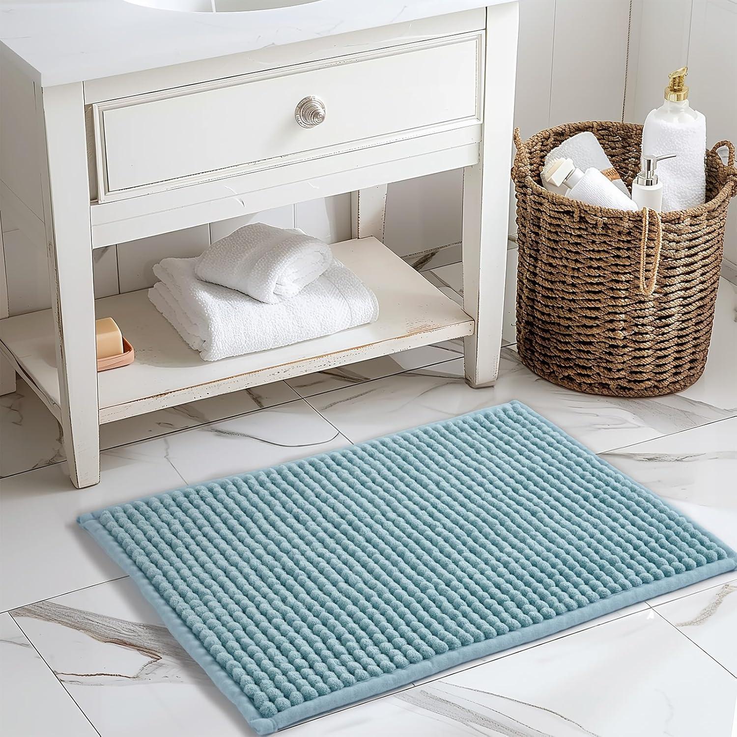 Alfombrilla de Baño Antideslizante FRESHMINT Chenille 61x43cm Azul Aqua