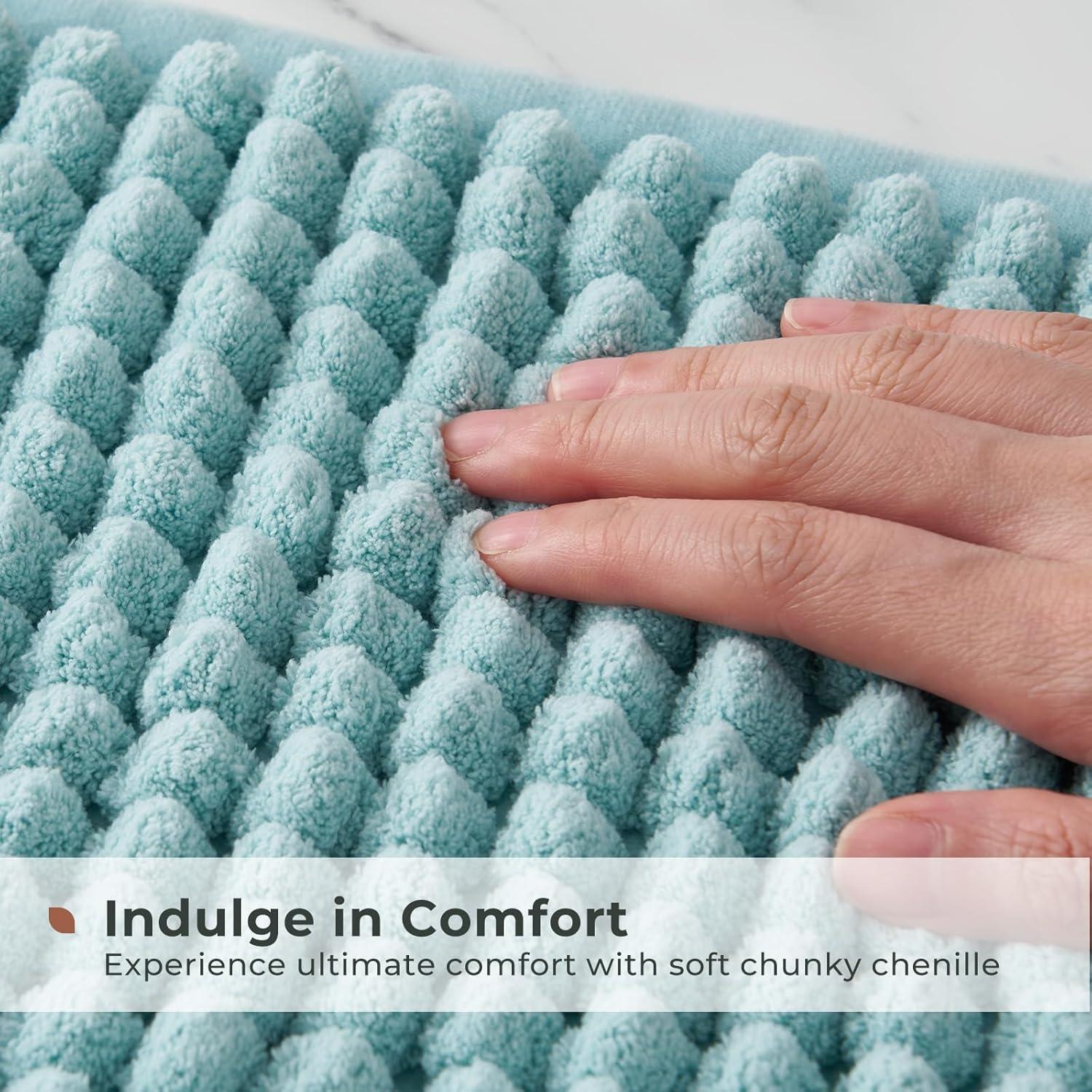 Alfombrilla de Baño Antideslizante FRESHMINT Chenille 61x43cm Azul Aqua