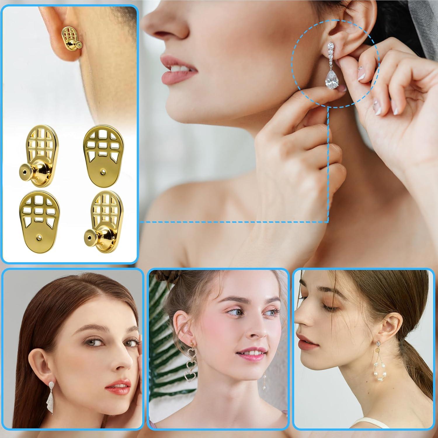 Respaldo de Pendientes Aeloer Oro 4 Pcs Malla Anticaída