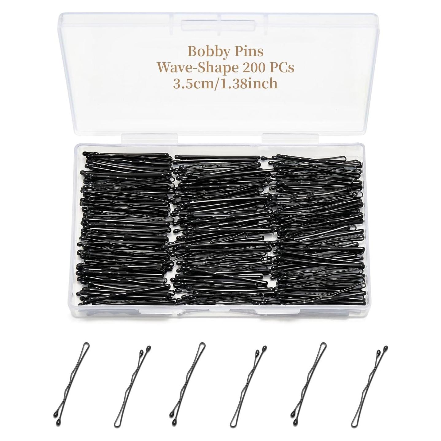 200 Horquillas en Forma de Onda QIUTIMIY 3.51 cm Negros