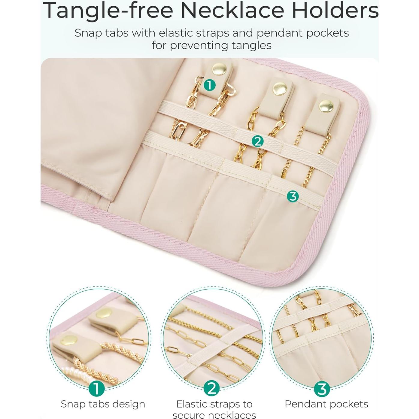 Organizador de Joyas de Viaje BAGSMART Beige Plegable 5 Compartimentos