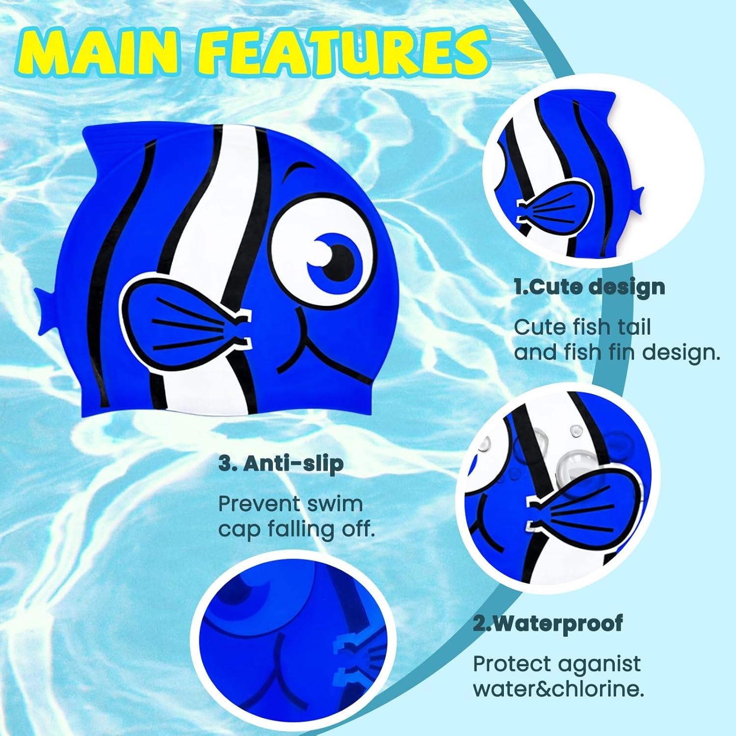 Gorro de natación ZHAZHANIU para niños 3-8 años silicona