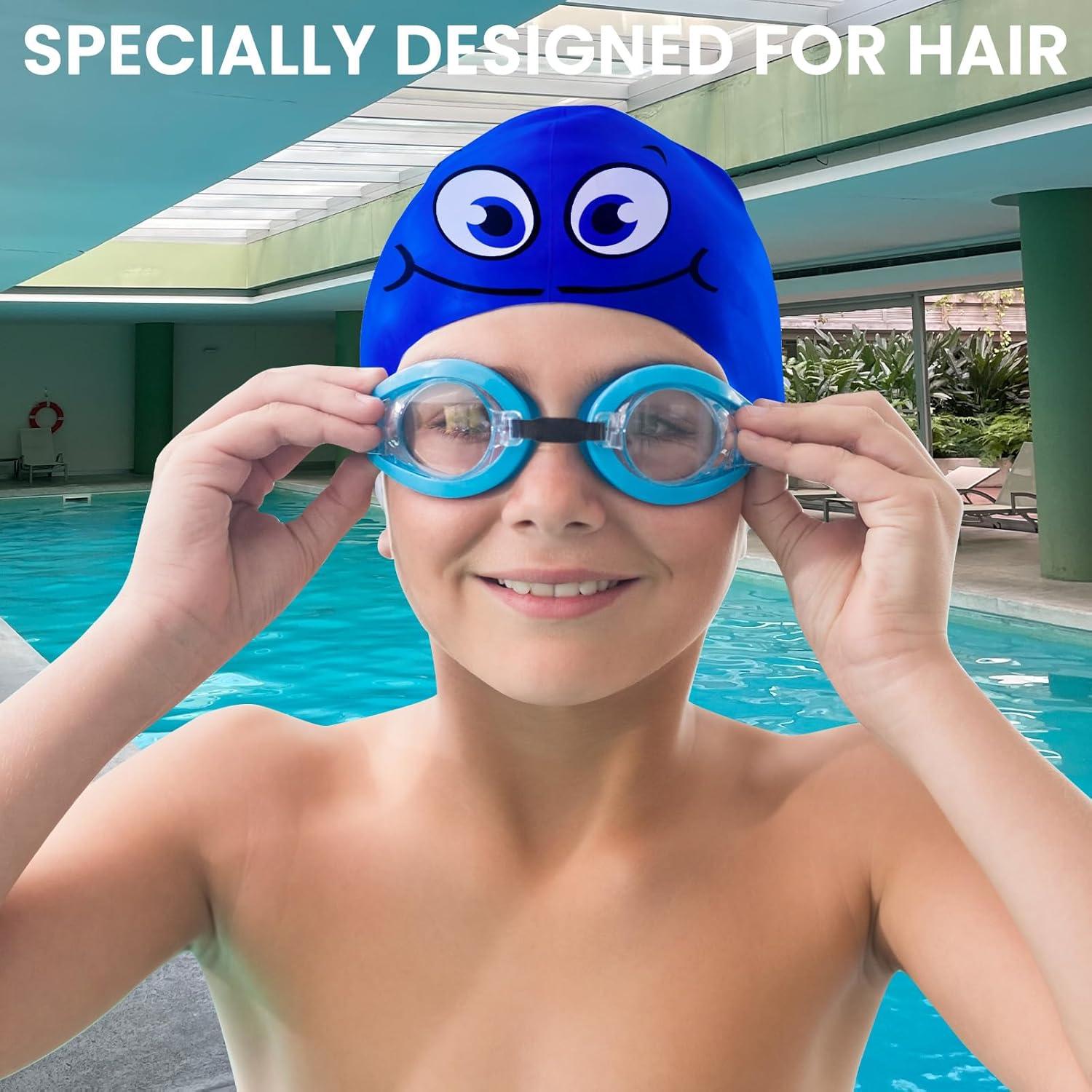 Gorro de natación ZHAZHANIU para niños 3-8 años silicona