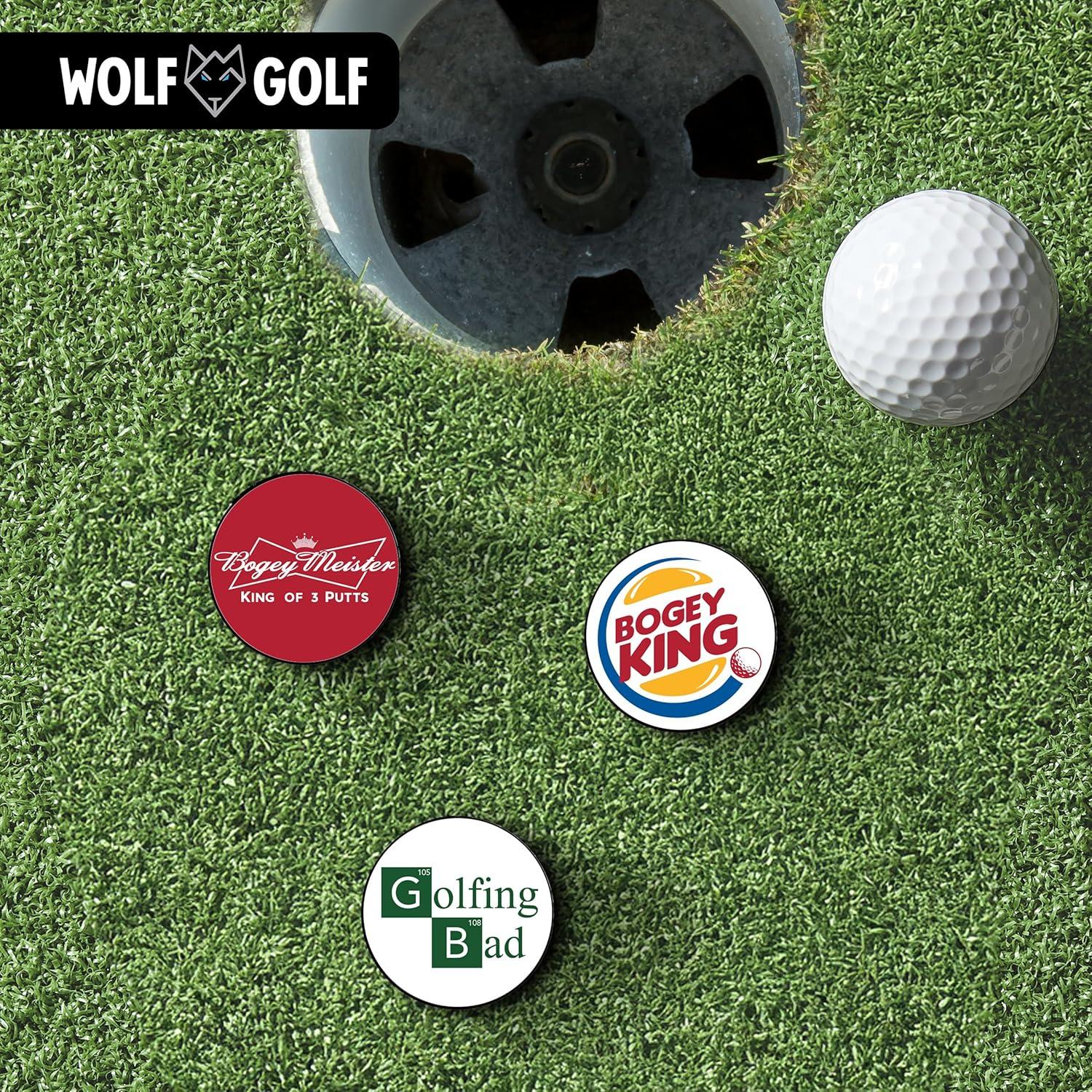 Clip Magnético para Sombrero con 3 Marcadores de Golf Wolf Golf