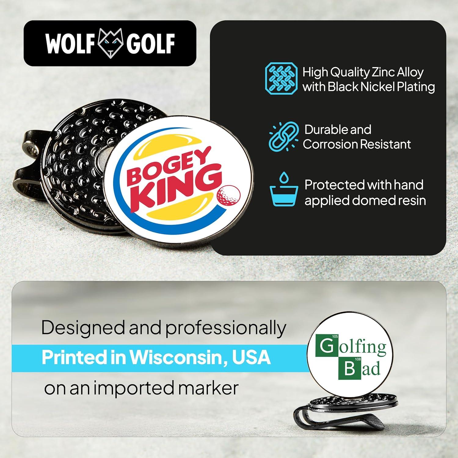 Clip Magnético para Sombrero con 3 Marcadores de Golf Wolf Golf