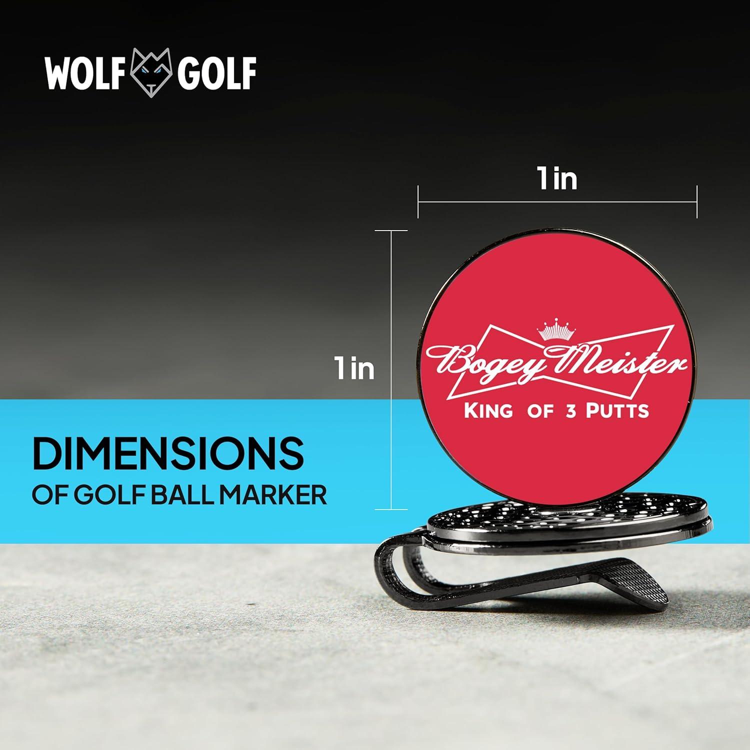 Clip Magnético para Sombrero con 3 Marcadores de Golf Wolf Golf