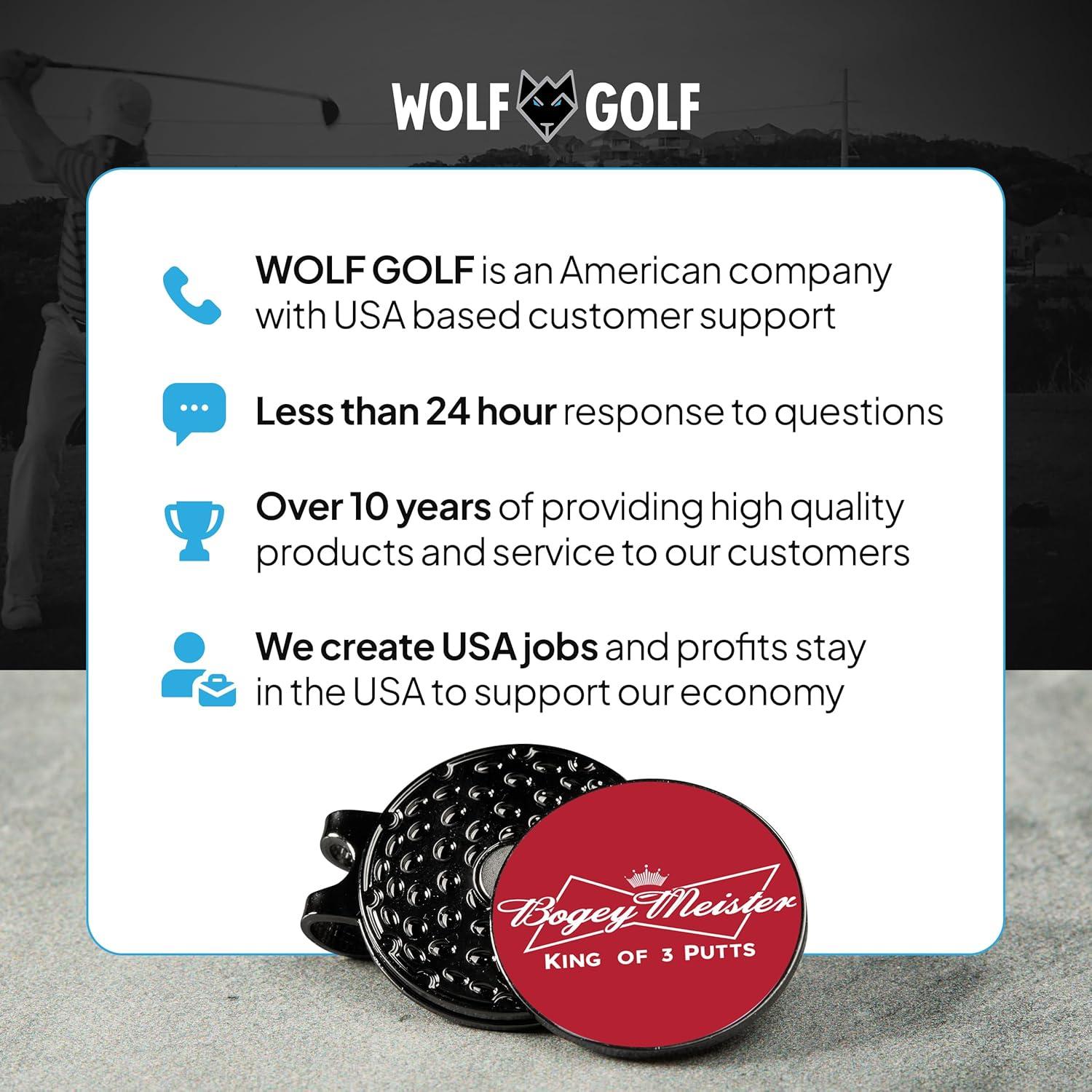 Clip Magnético para Sombrero con 3 Marcadores de Golf Wolf Golf