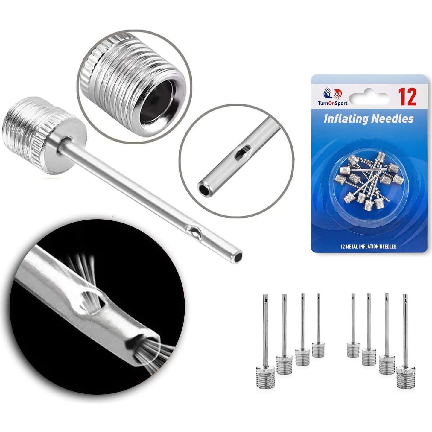 Agujas de Bomba de Pelotas TurnOnSport - Paquete de 12 Unidades