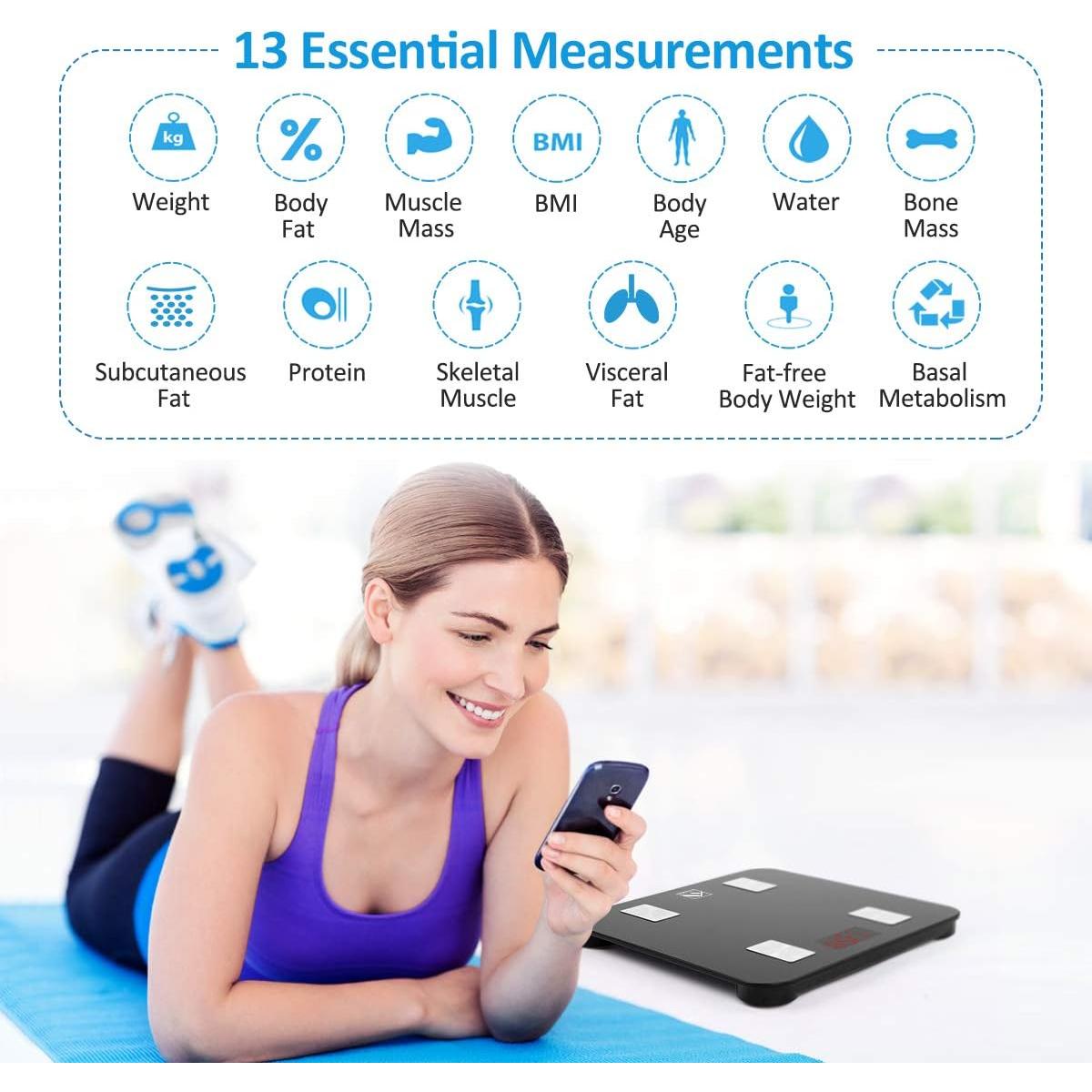 Báscula Inteligente FITINDEX FT-26BB-B con IMC y Grasa Corporal