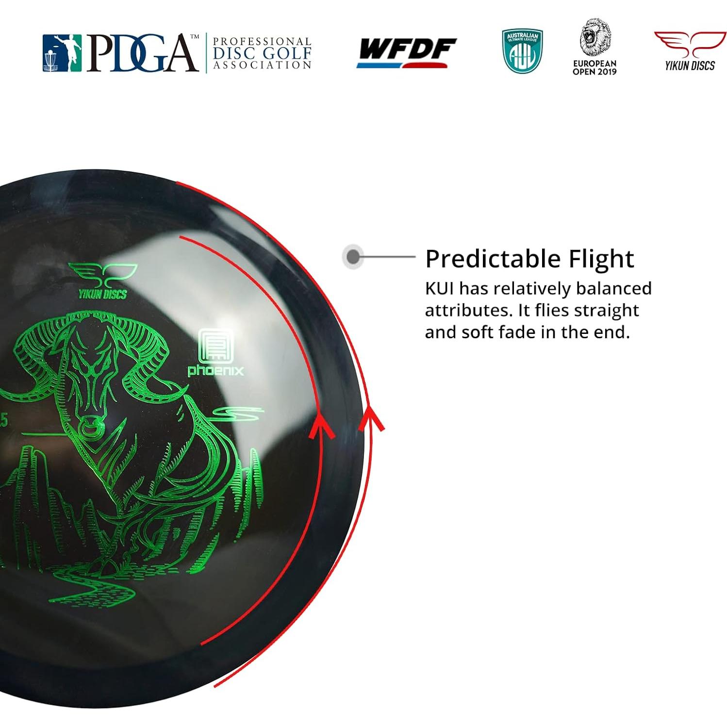 Disco de Golf Yikun PHX KUI 175g - Aprobado PDGA, Negro