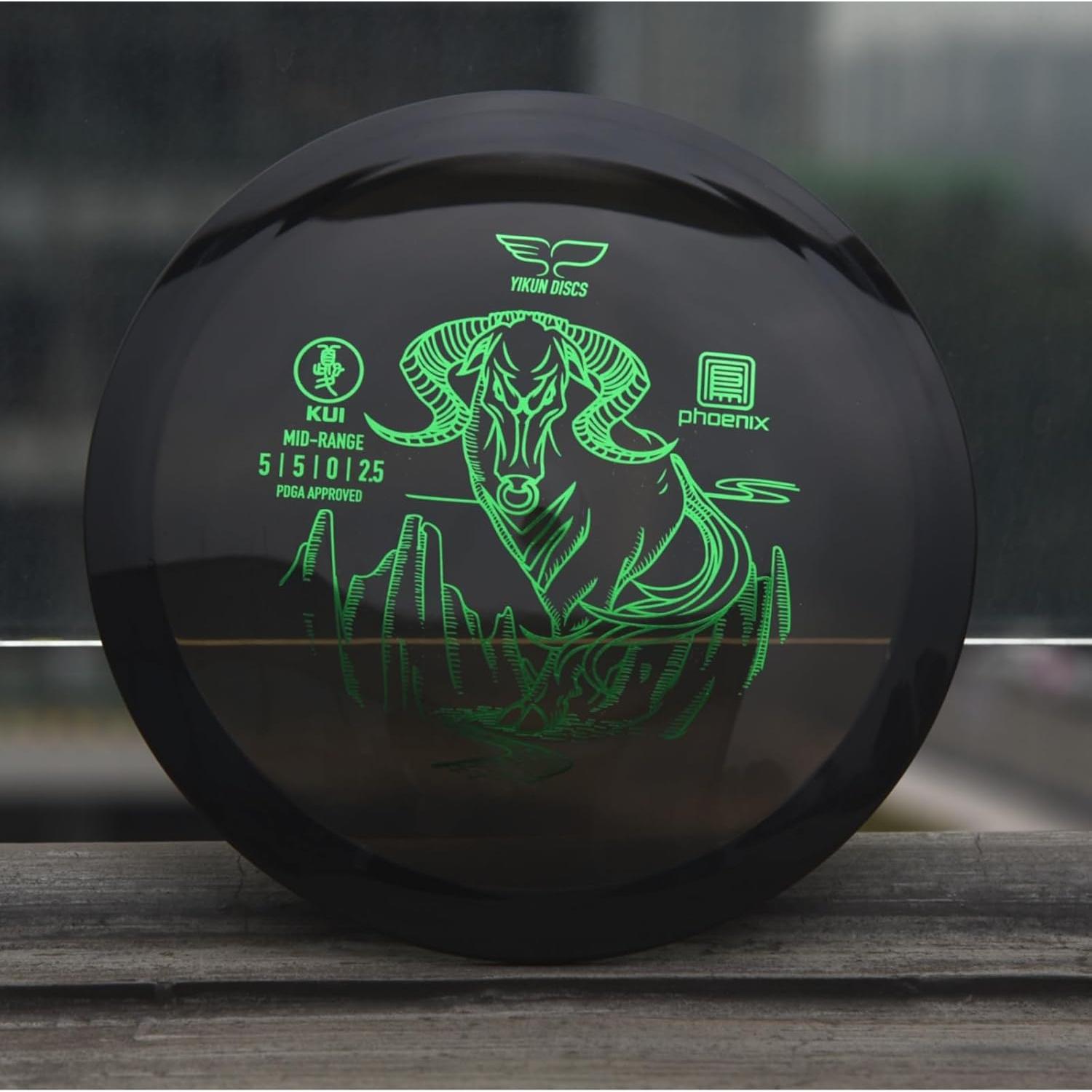 Disco de Golf Yikun PHX KUI 175g - Aprobado PDGA, Negro