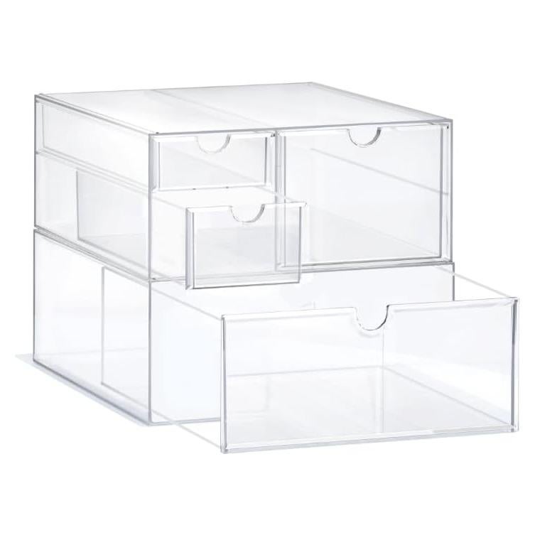 Organizador de Maquillaje Acrílico Prsildan 4 Cajones Apilables