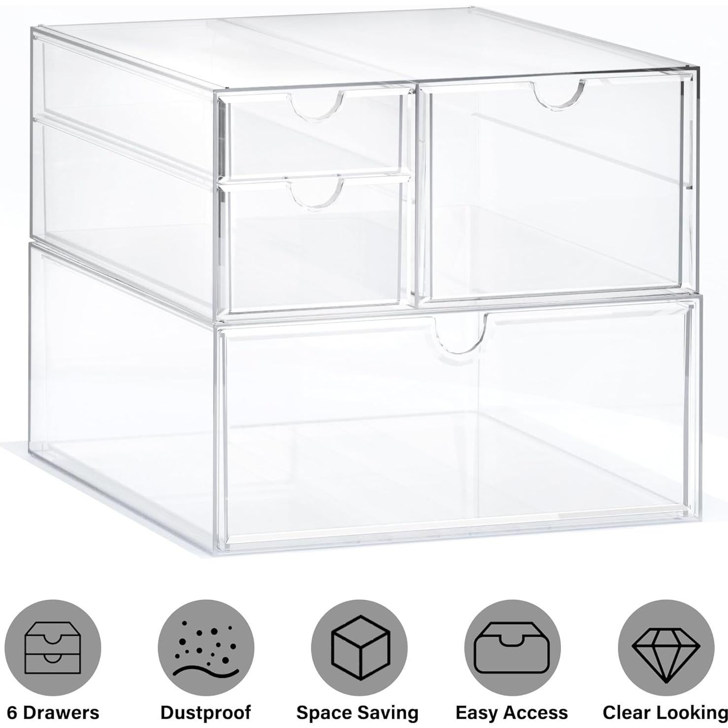 Organizador de Maquillaje Acrílico Prsildan 4 Cajones Apilables