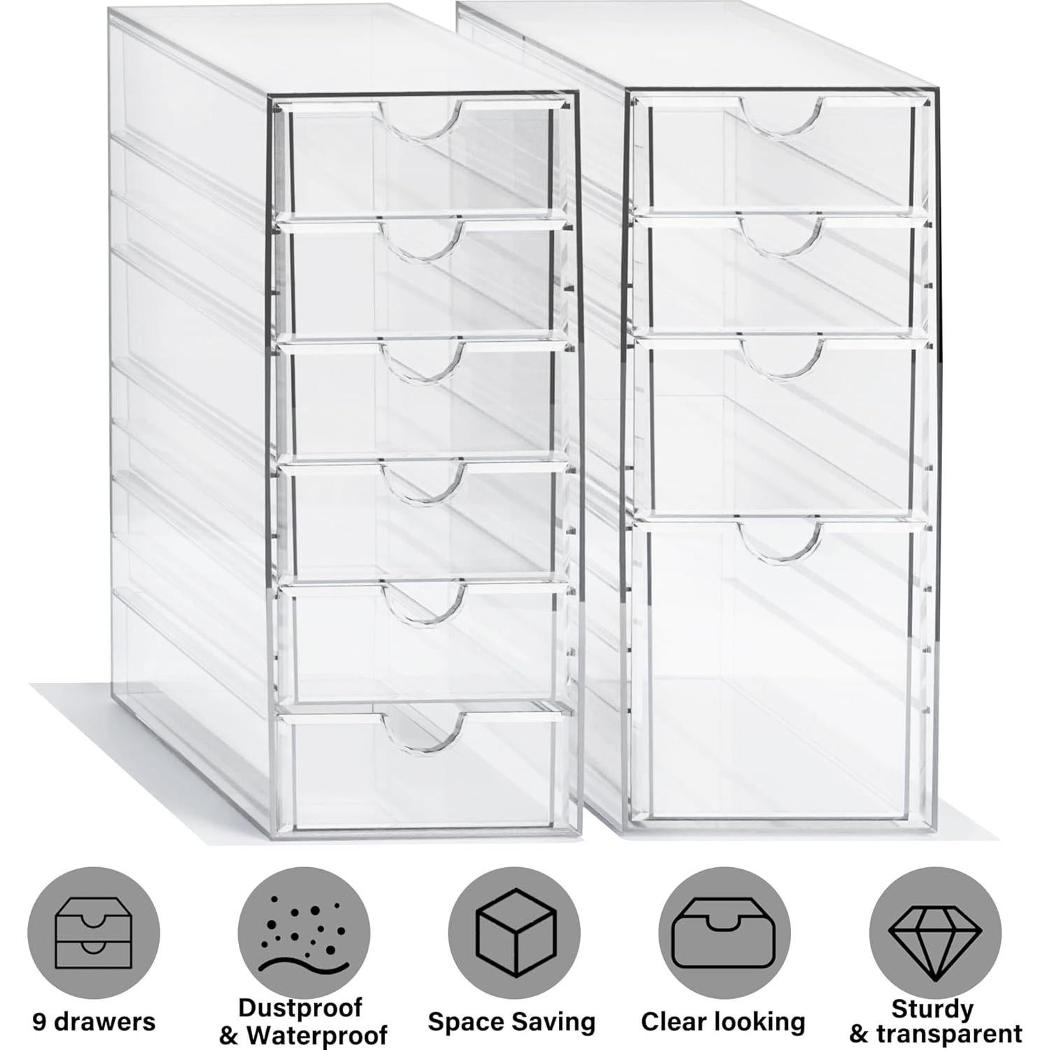 Organizador de Maquillaje Prsildan 10 Cajones Acrílico Transparente