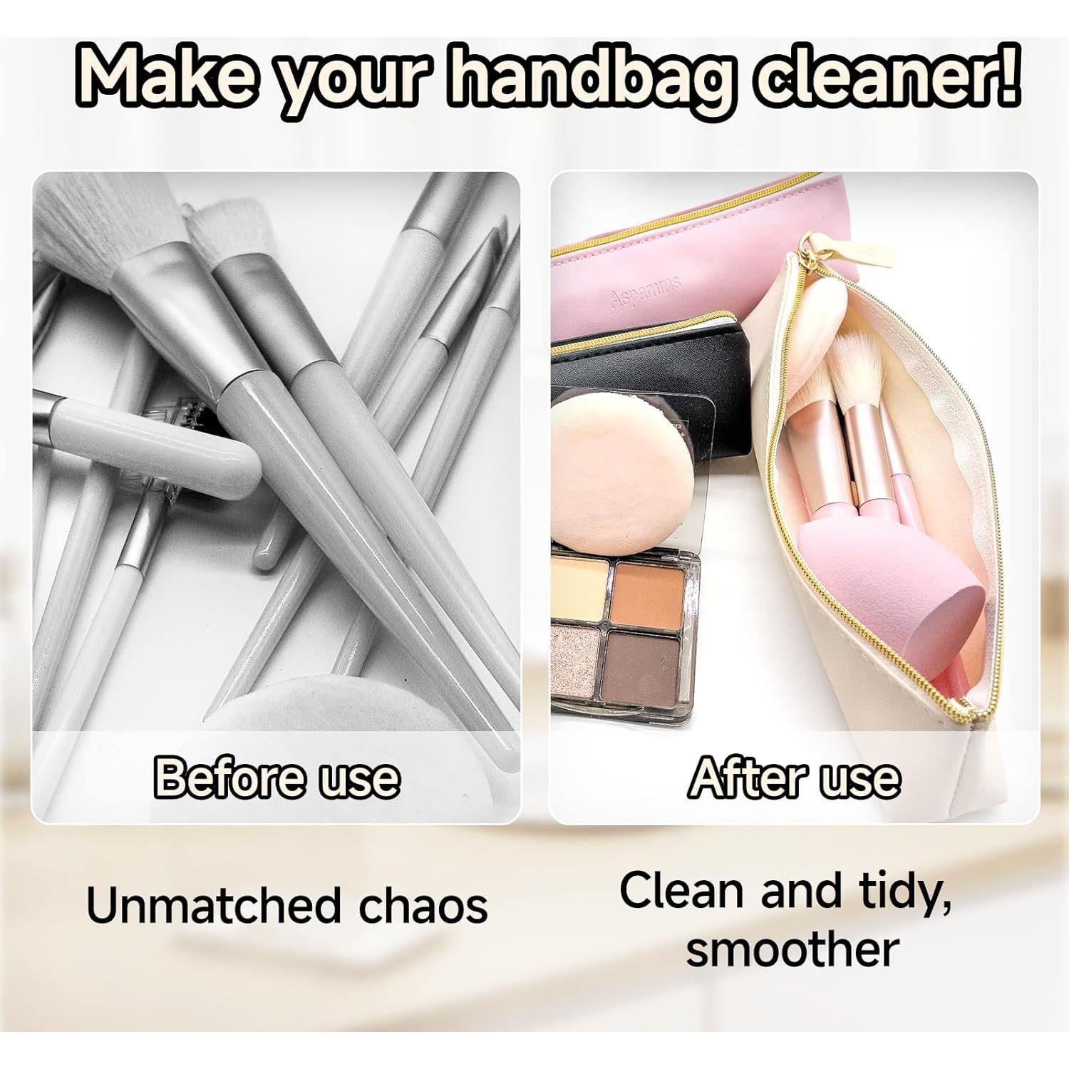 3PCS Small Makeup Bag for Purse, Mini Portable Cosmetic Bags for Women, Coin Purse Lipstick Cosmetic Accessories Leather Organizer, Small Travel Kit Storage Pouch