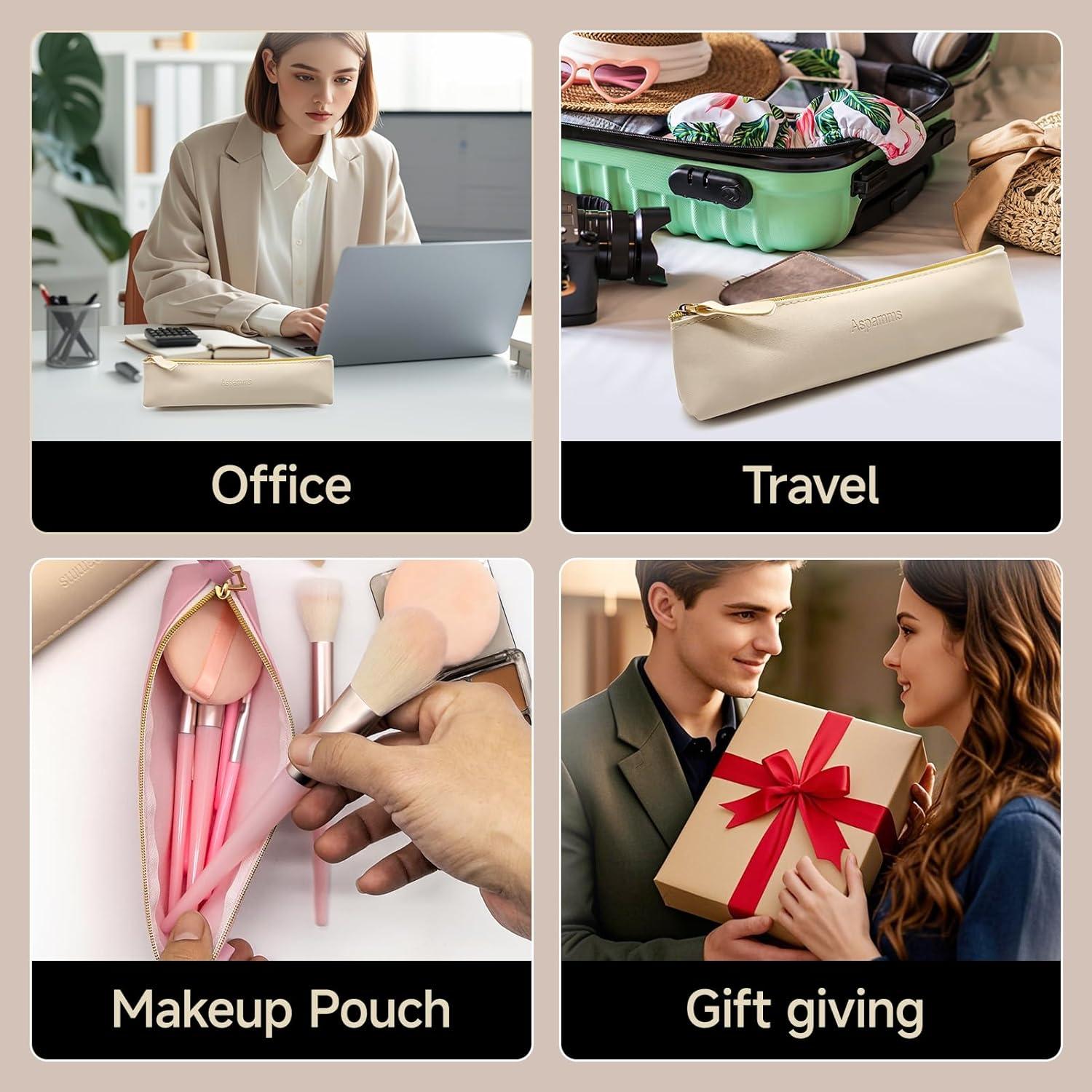 3PCS Small Makeup Bag for Purse, Mini Portable Cosmetic Bags for Women, Coin Purse Lipstick Cosmetic Accessories Leather Organizer, Small Travel Kit Storage Pouch