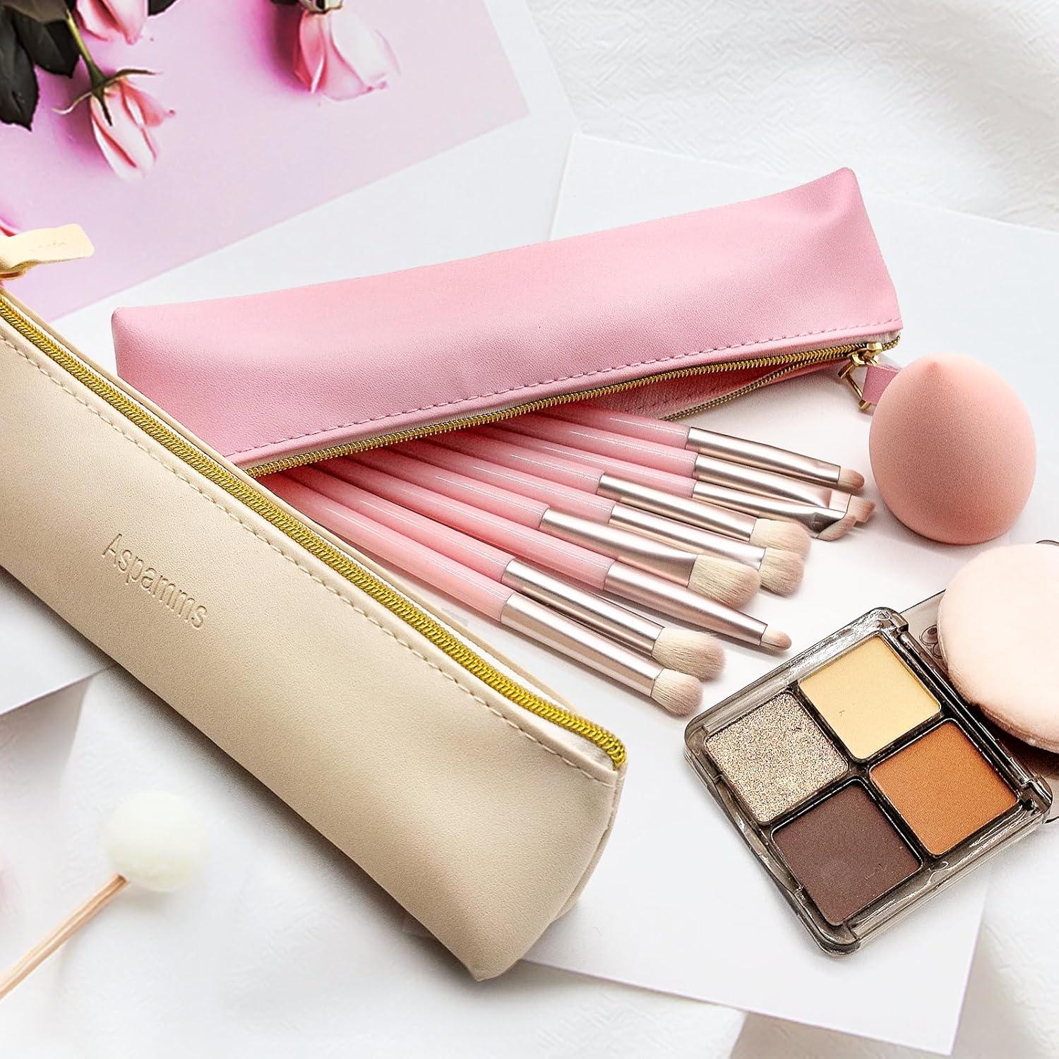 3PCS Small Makeup Bag for Purse, Mini Portable Cosmetic Bags for Women, Coin Purse Lipstick Cosmetic Accessories Leather Organizer, Small Travel Kit Storage Pouch