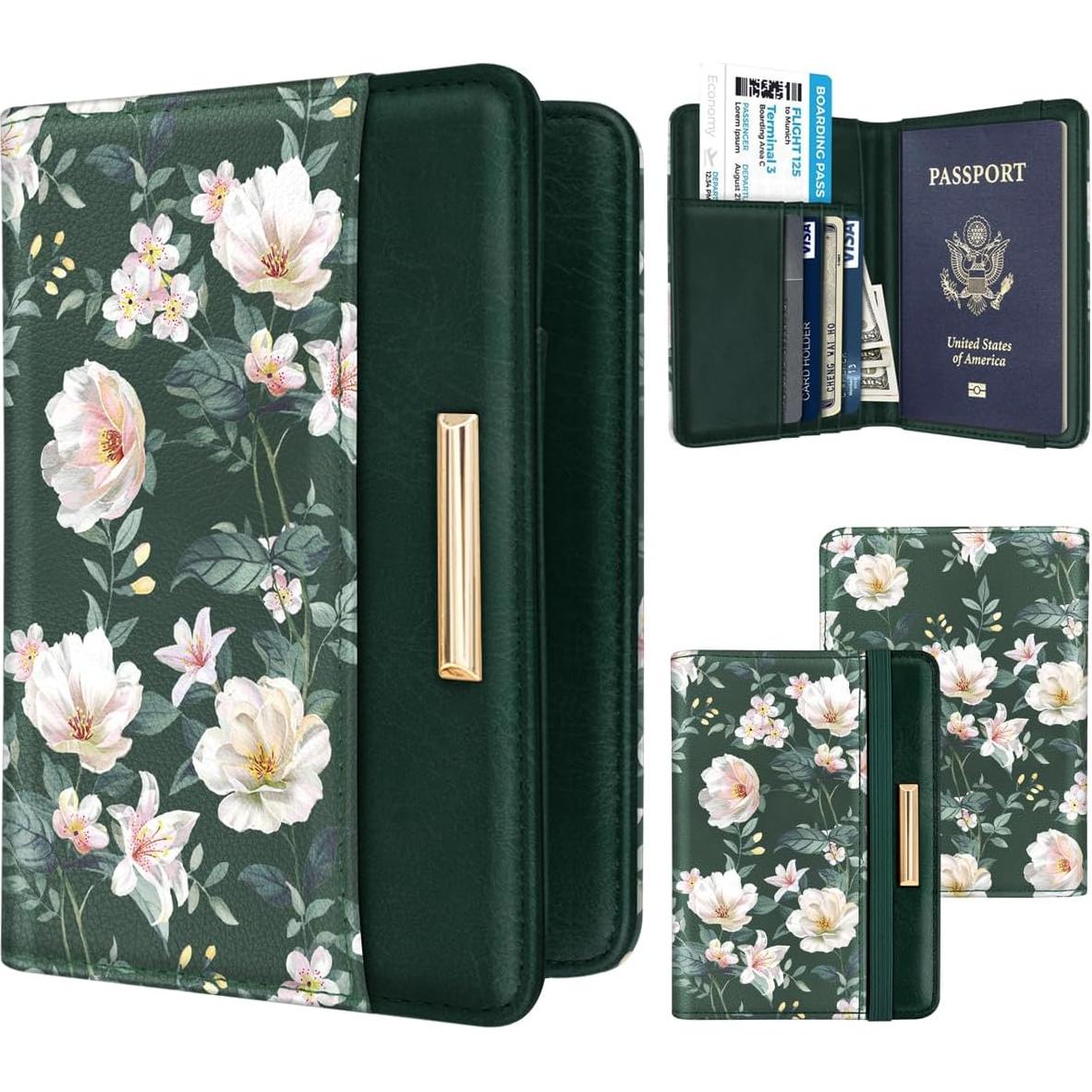 Funda de Pasaporte Coco Rossi Rosa con Bloqueo RFID para Mujeres